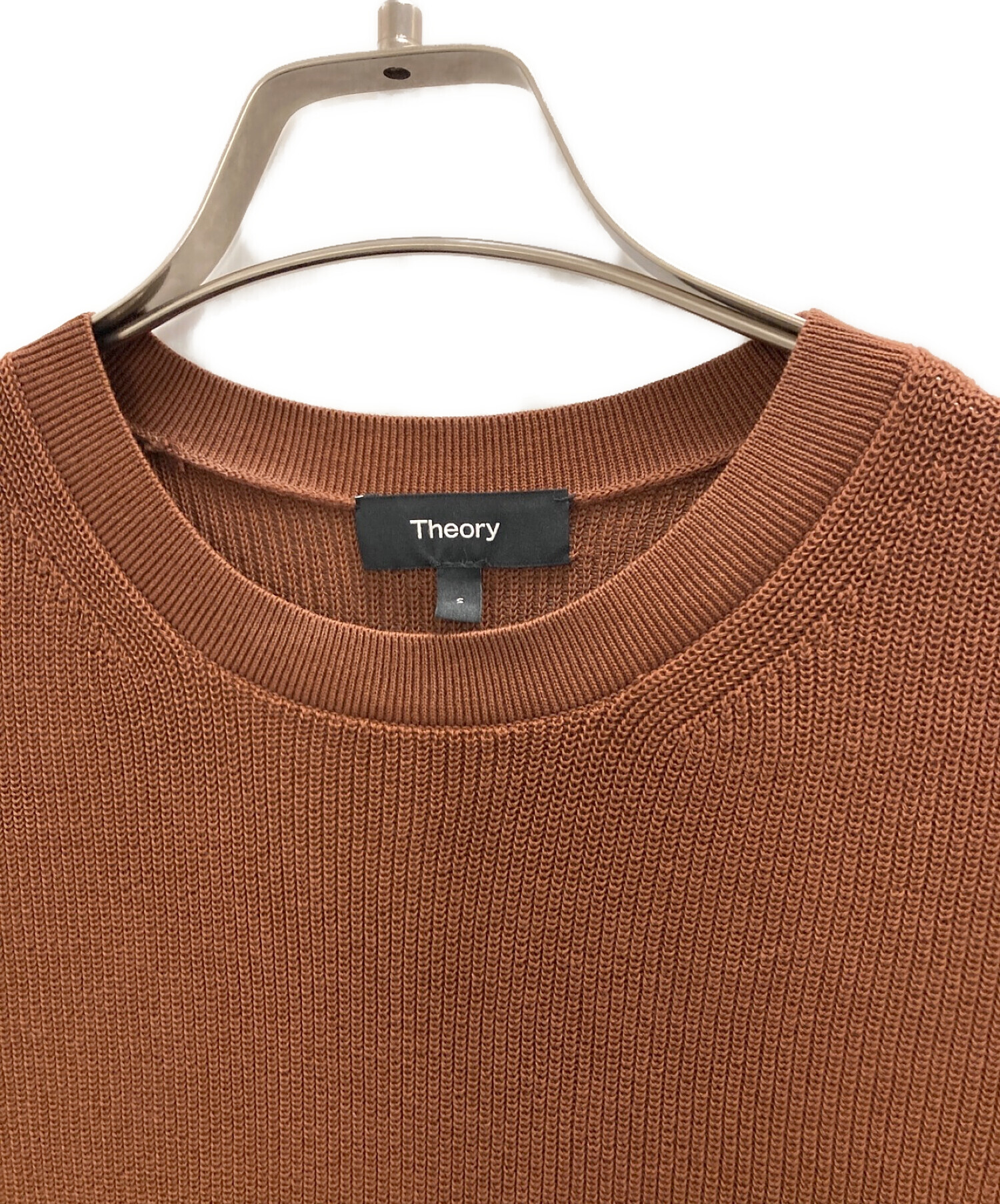 中古・古着通販】theory (セオリー) 半袖ニット ブラウン サイズ:S  
