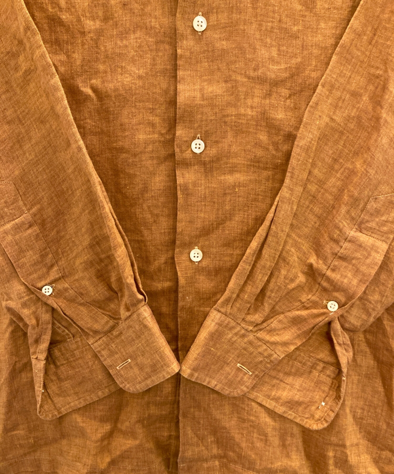 中古・古着通販】dunhill (ダンヒル) リネンシャツ ブラウン サイズ:Ⅼ 