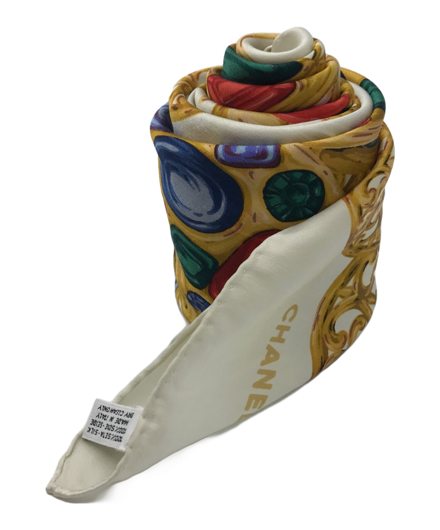 シャネル CHANEL シルクスカーフ 中古美品 CHANEL シャネル 大判 ヴィンテージチェーン柄 スカーフ シルク