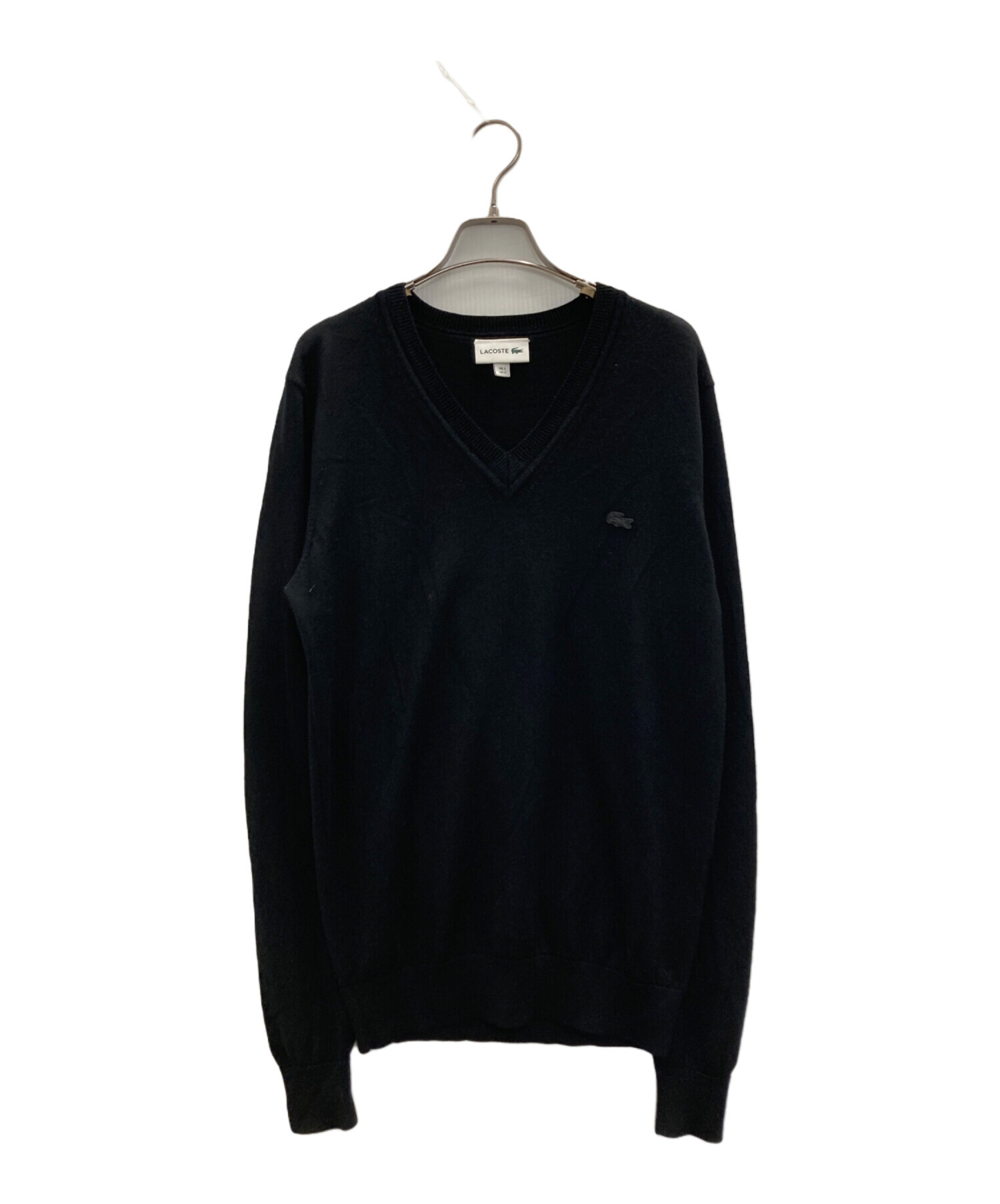 中古・古着通販】LACOSTE (ラコステ) Vネックニット ブラック サイズ:S