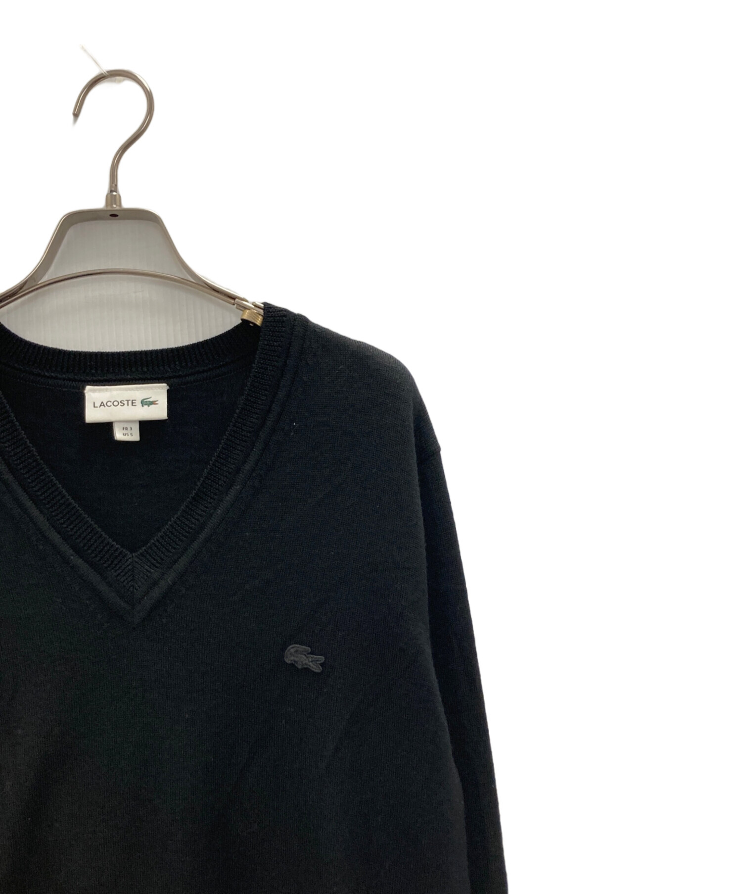 中古・古着通販】LACOSTE (ラコステ) Vネックニット ブラック サイズ:S