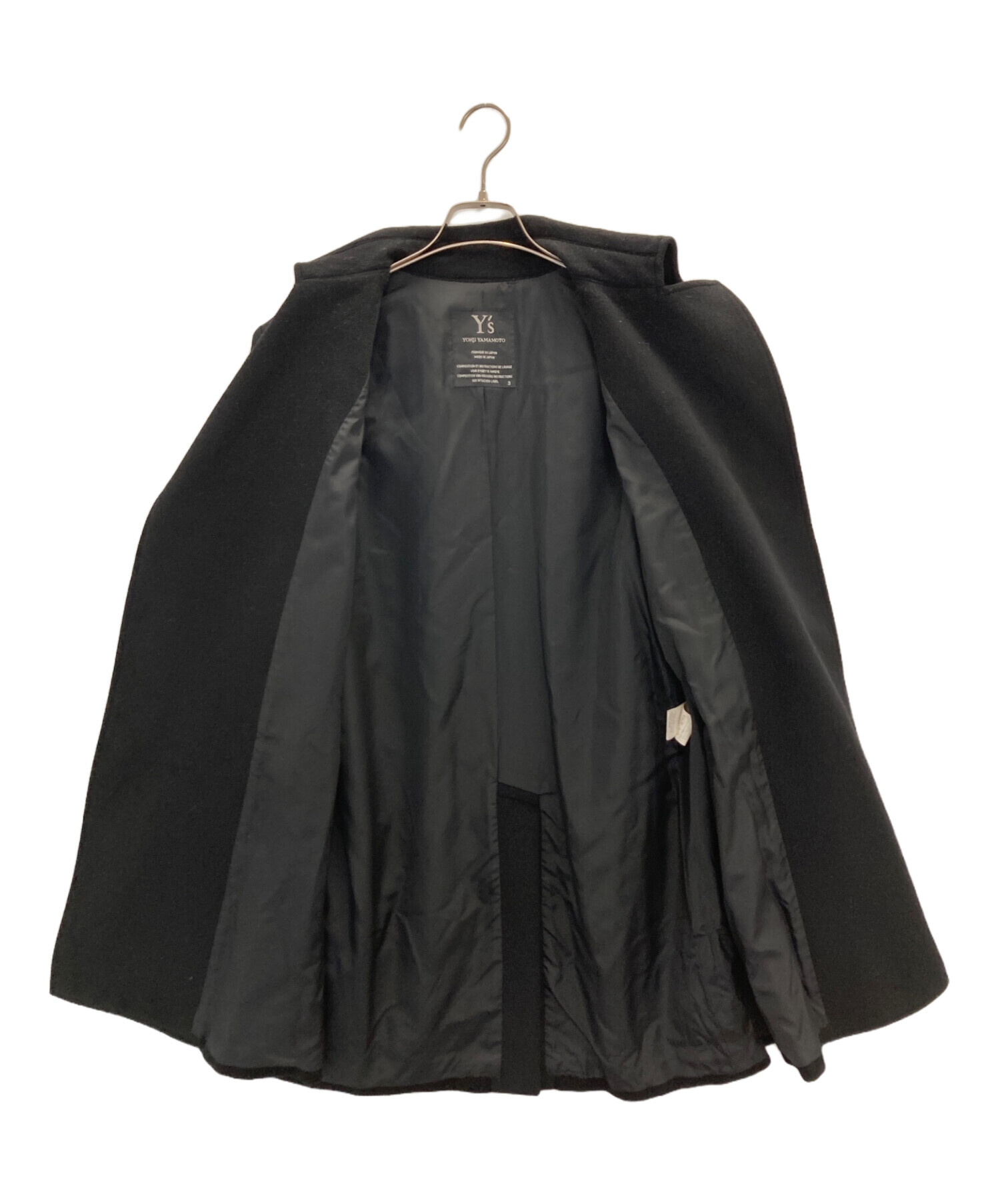 中古・古着通販】Y's (ワイズ) ウールカシミヤコート ブラック サイズ