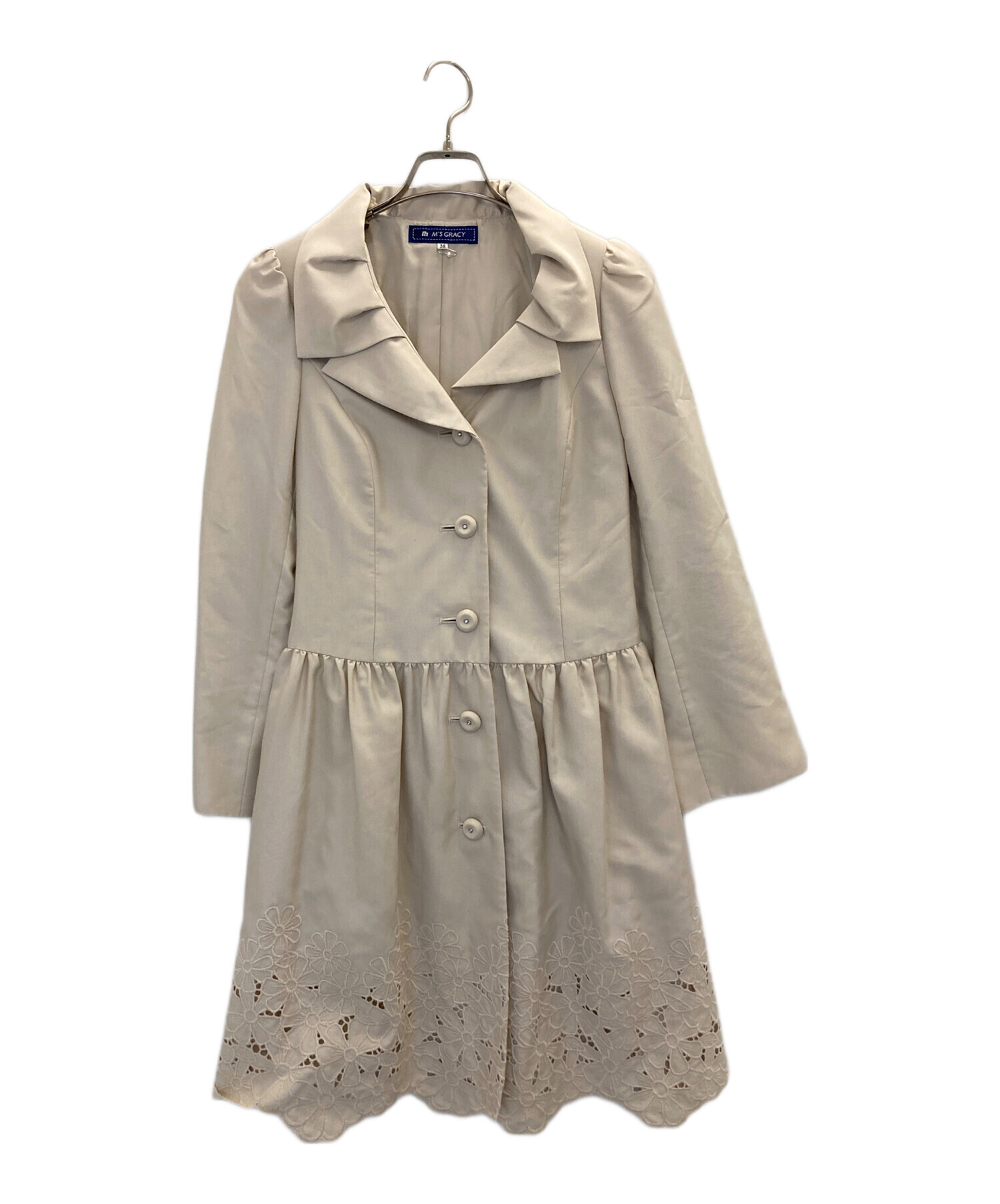 エムズグレイシーネイビートレンチコート ベルト付き M's GRACY トレンチコート エムズグレイシーネイビートレンチコート