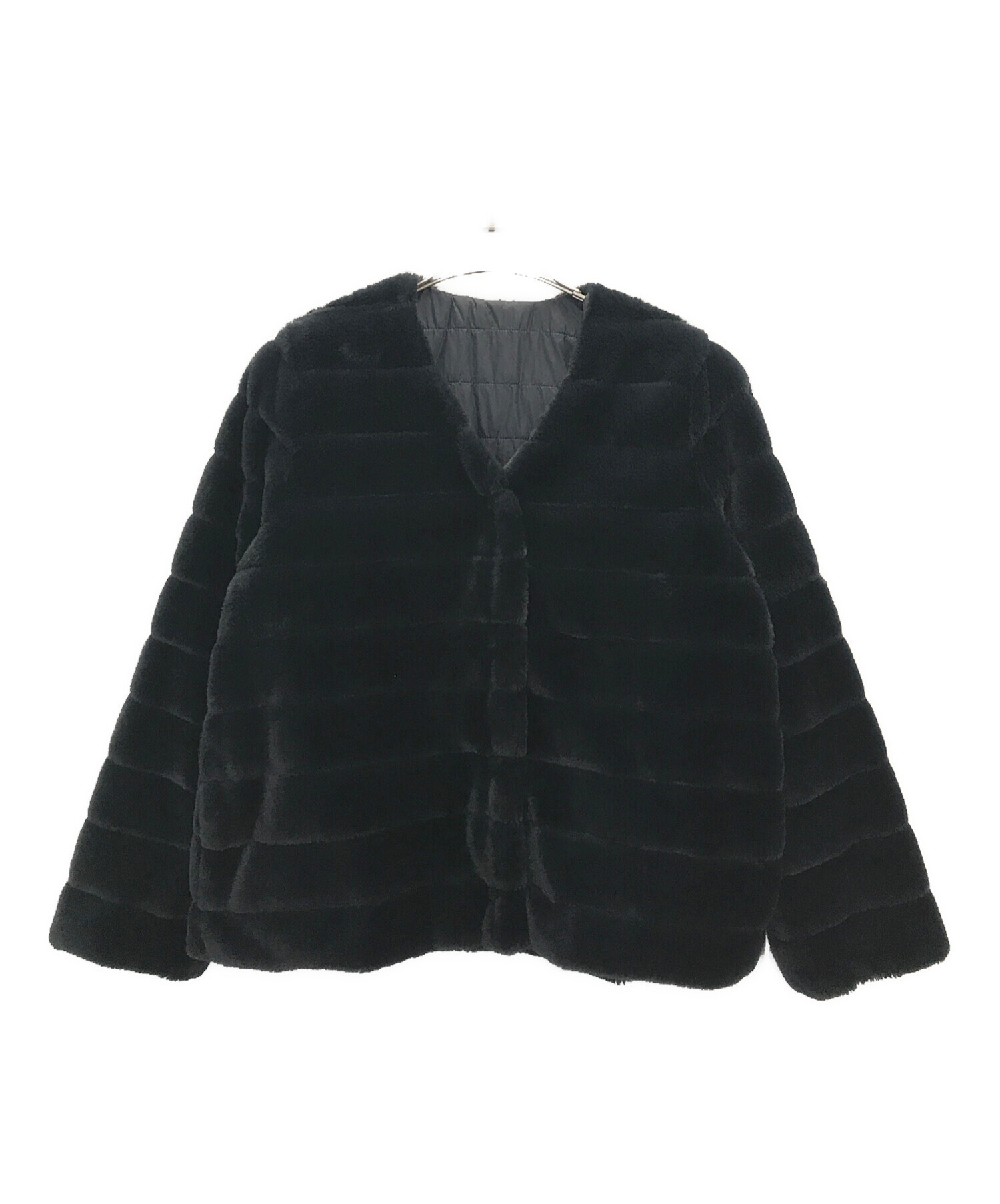 ソージュ soeju ロングノーカラージャケットM ネイビー SOEJU ロング