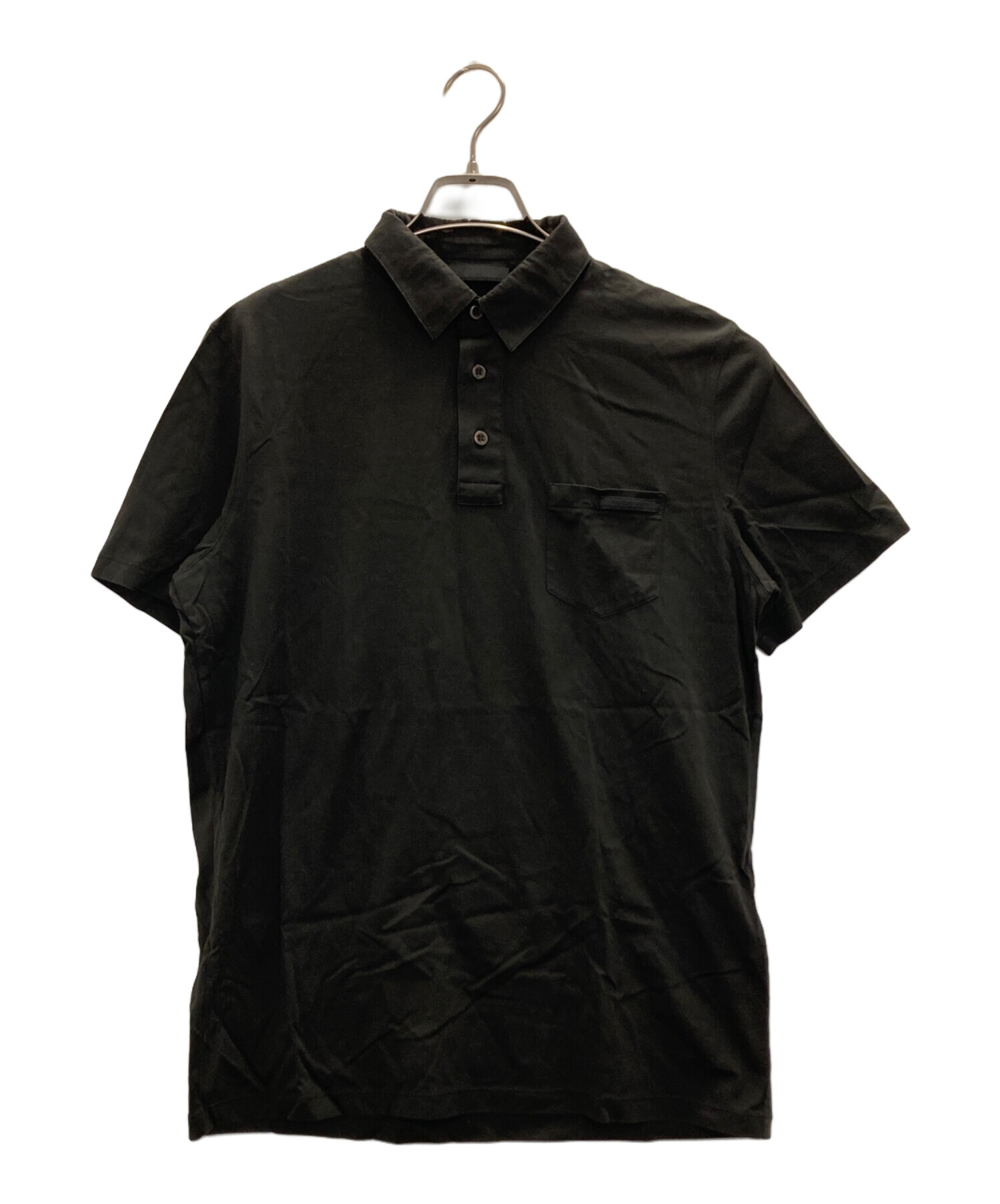 星　PRADA ブラック ポロシャツ　Mサイズ 中古・古着通販】PRADA (プラダ) ポロシャツ ブラック サイズ:M