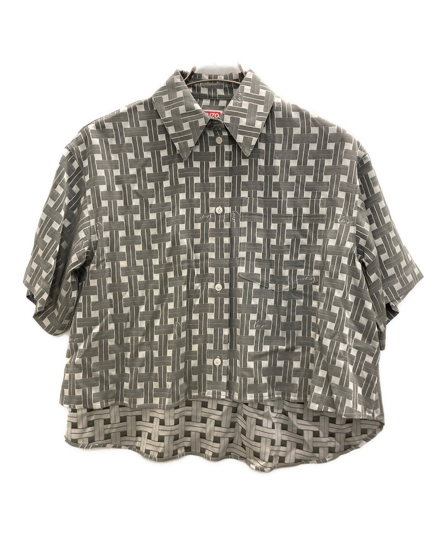 中古・古着通販】KENZO (ケンゾー) チェック柄クロップドシャツ グレー 