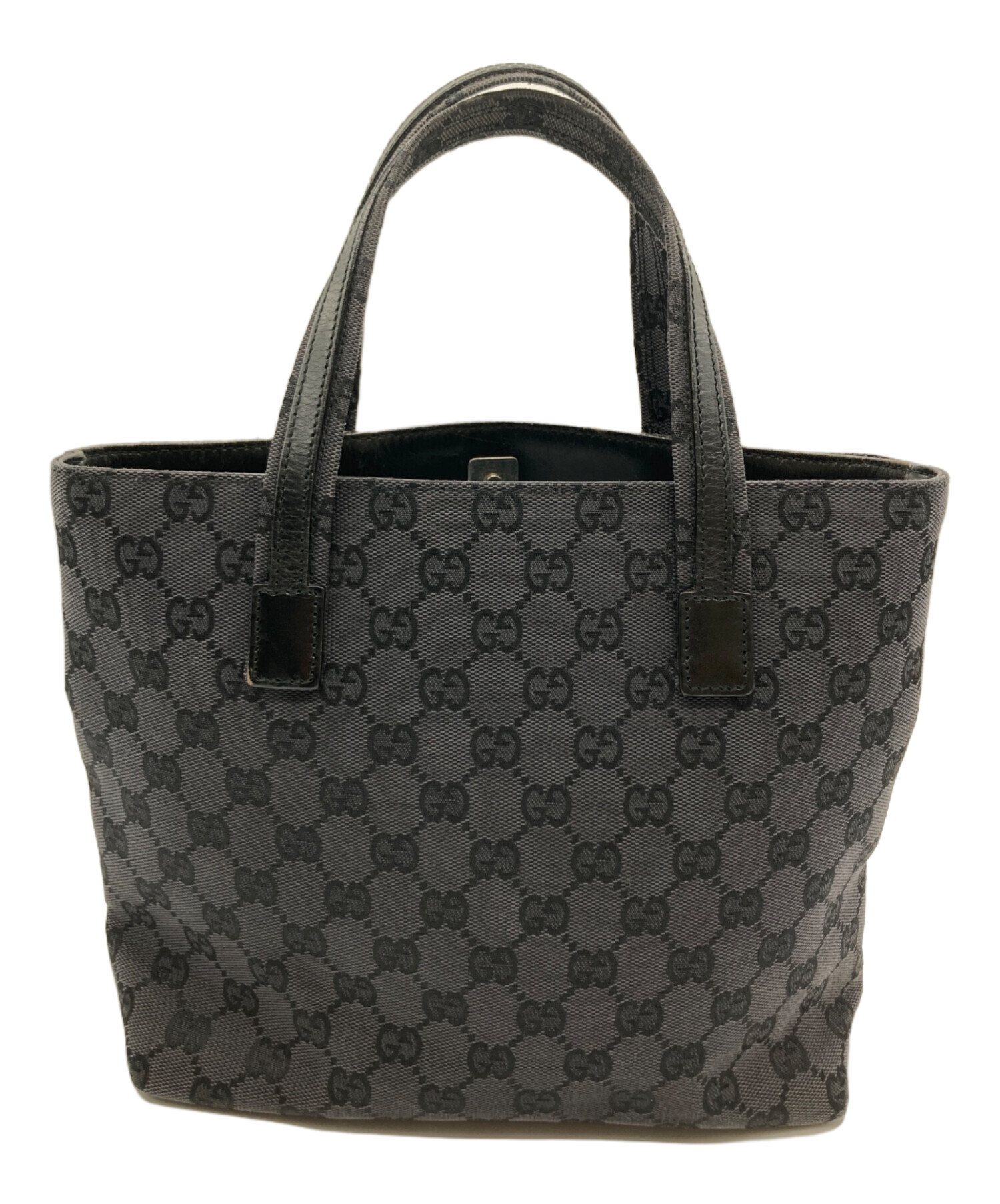 中古・古着通販】GUCCI (グッチ) ダブルポケットハンドバッグ ブラック 