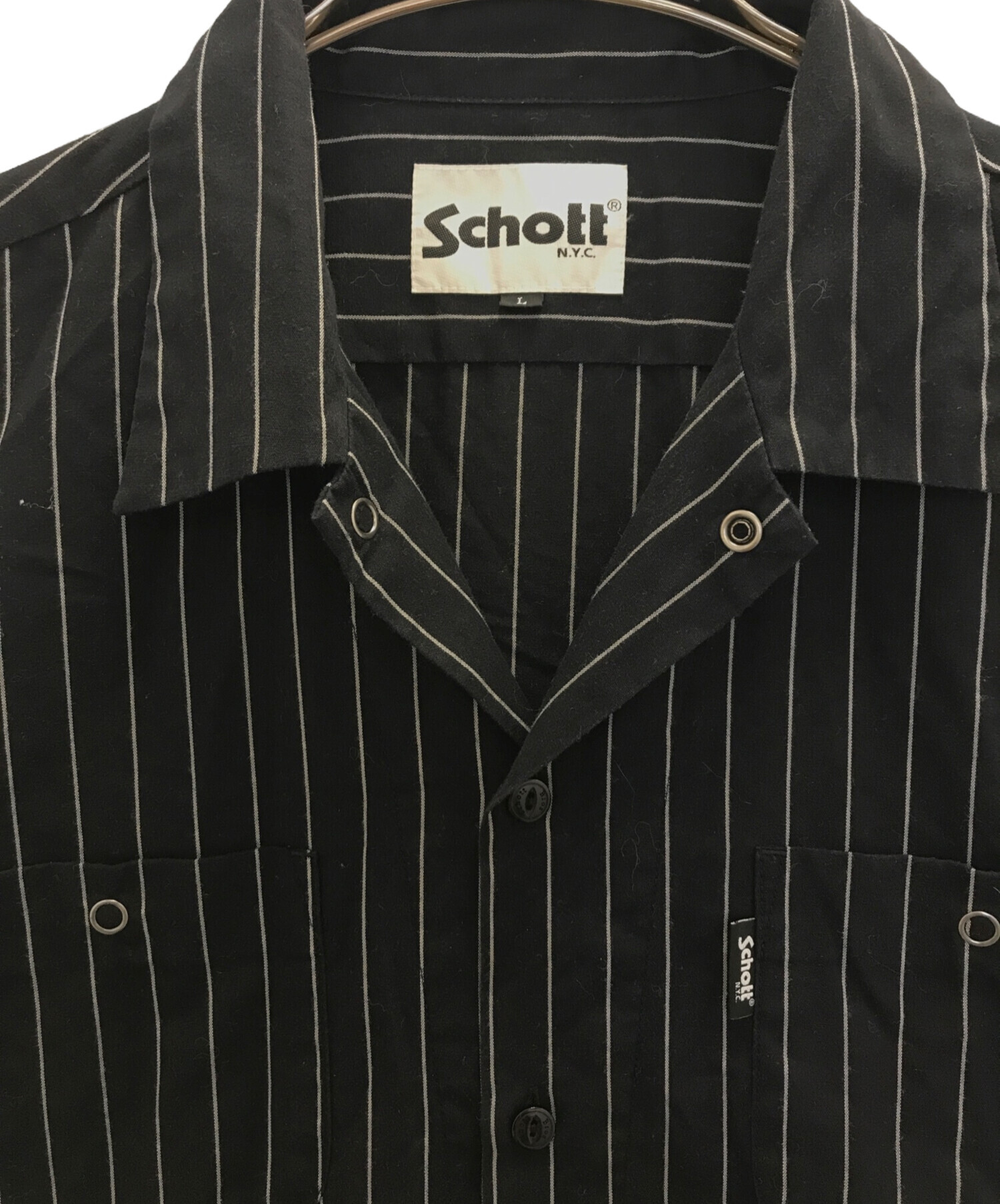 中古・古着通販】Schott (ショット) ストライプワークシャツ ネイビー