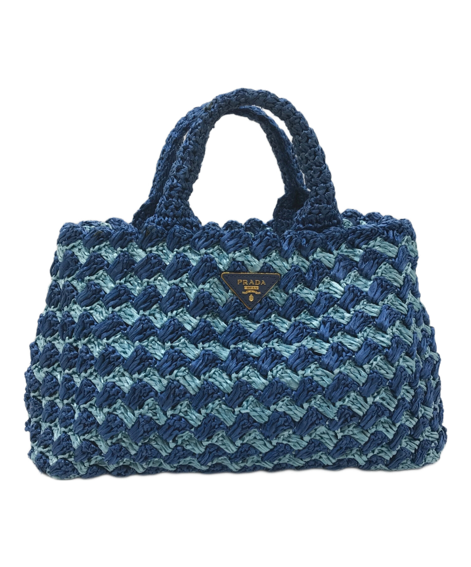 中古・古着通販】PRADA (プラダ) ラフィアトートバッグ ブルー