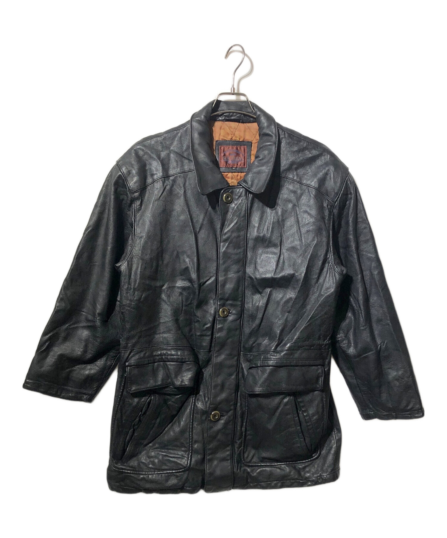 USED古着(ユーズドフルギ) {{SUB URBAN}} レザーハーフコート メンズ  L【中古】【ブランド古着バズストア】 中古・古着通販】Sub Urban (サブアーバン) レザーコート ブラック