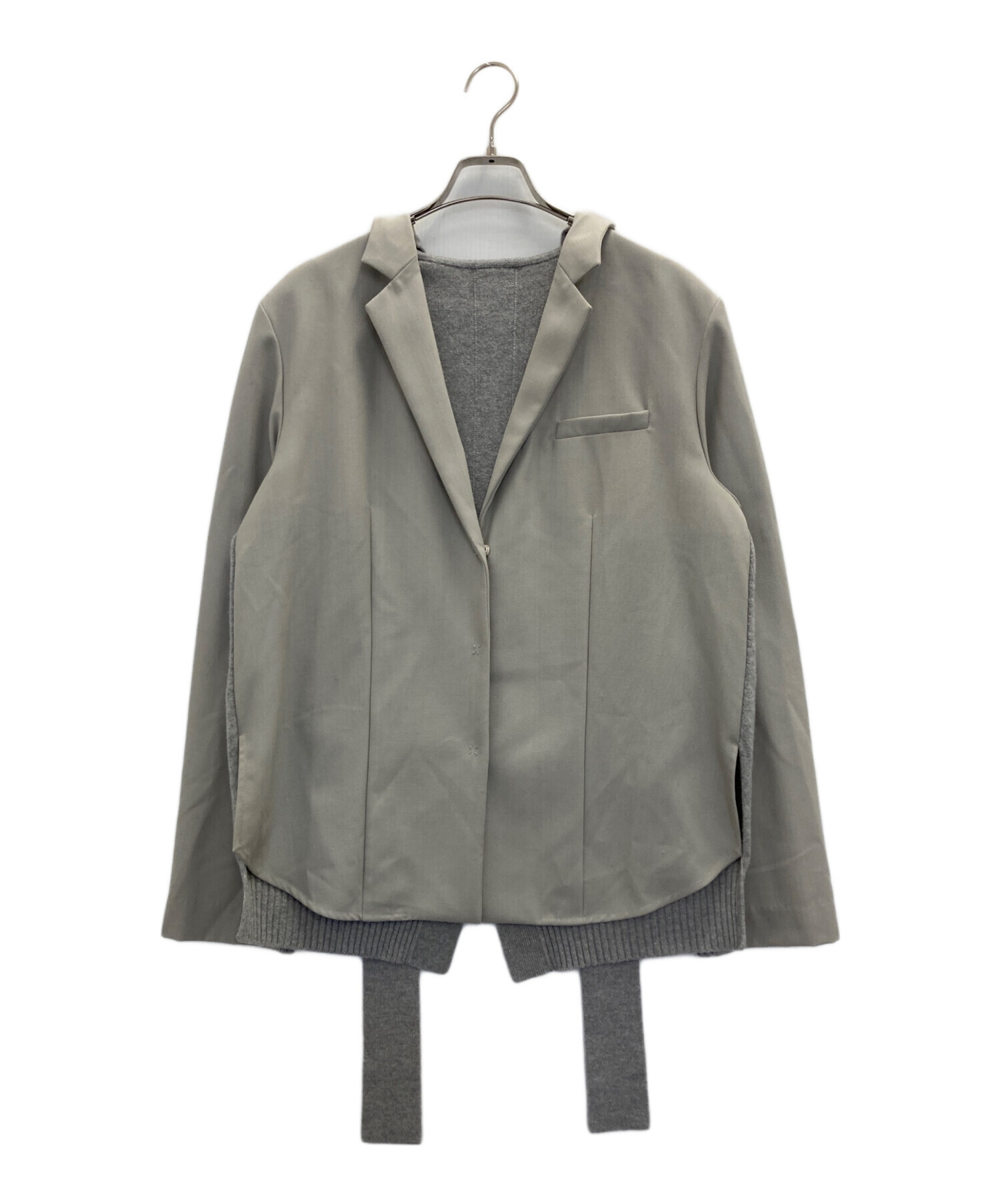 日本製【Rene】ニット切替中綿ジャケット　ノーカラーブルゾン　ベージュ　36 中古・古着通販】IRENE (アイレネ) ニット切替ジャケット ベージュ