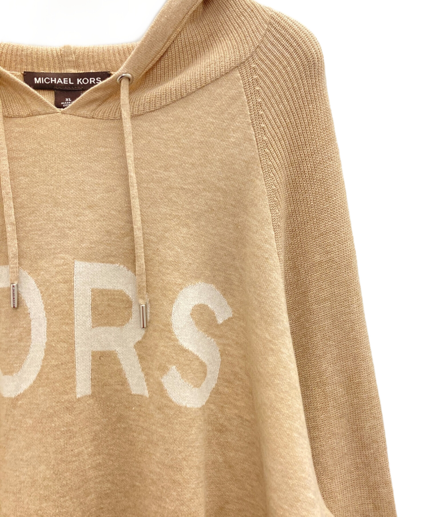 マイケルコース ニットトップス カーディガン ベージュ xs 新品タグ付き MICHAEL KORS - MICHAEL KORS マイケルコース ウエストリボン ラメ