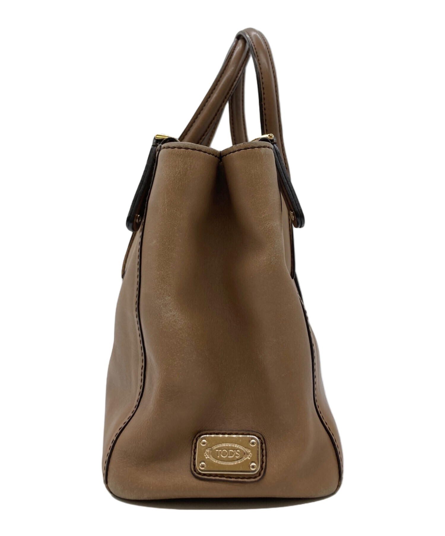 トッズ TOD'S ハンドバッグ - レザー ベージュ バッグ(かばん、バッグ