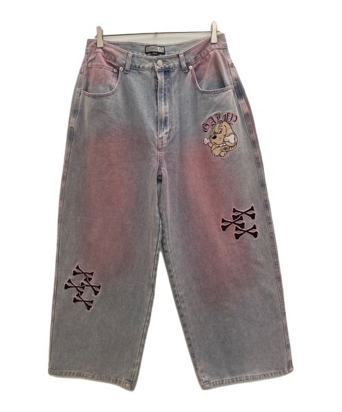 中古・古着通販】GALFY (ガルフィー) 骨骨カラーデニムパンツ ピンク 