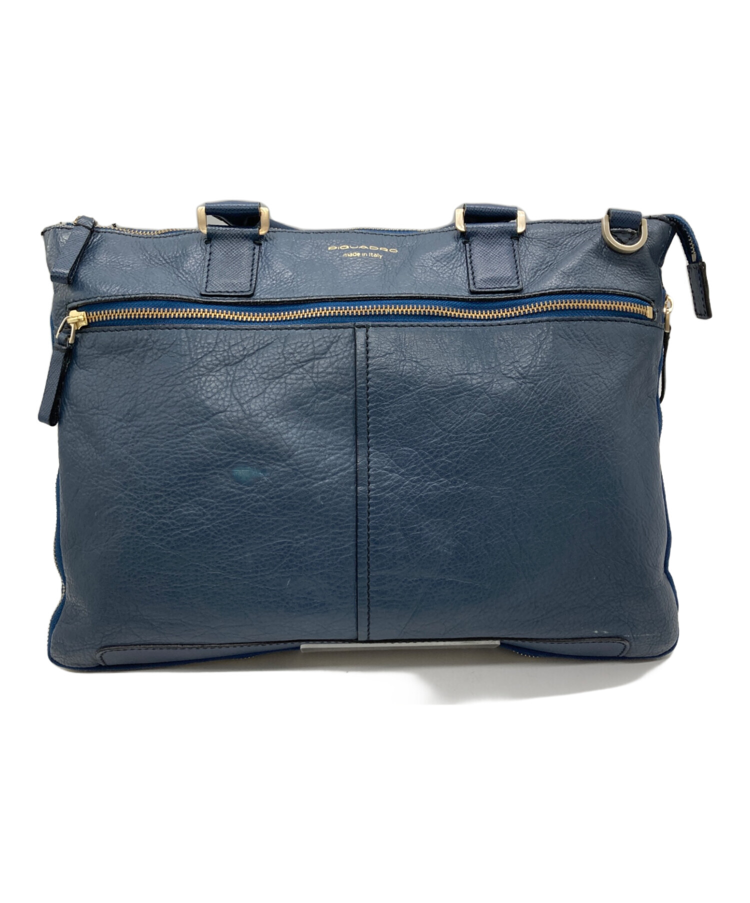 中古・古着通販】PIQUADRO (ピクアドロ) レザーハンドバッグ ネイビー