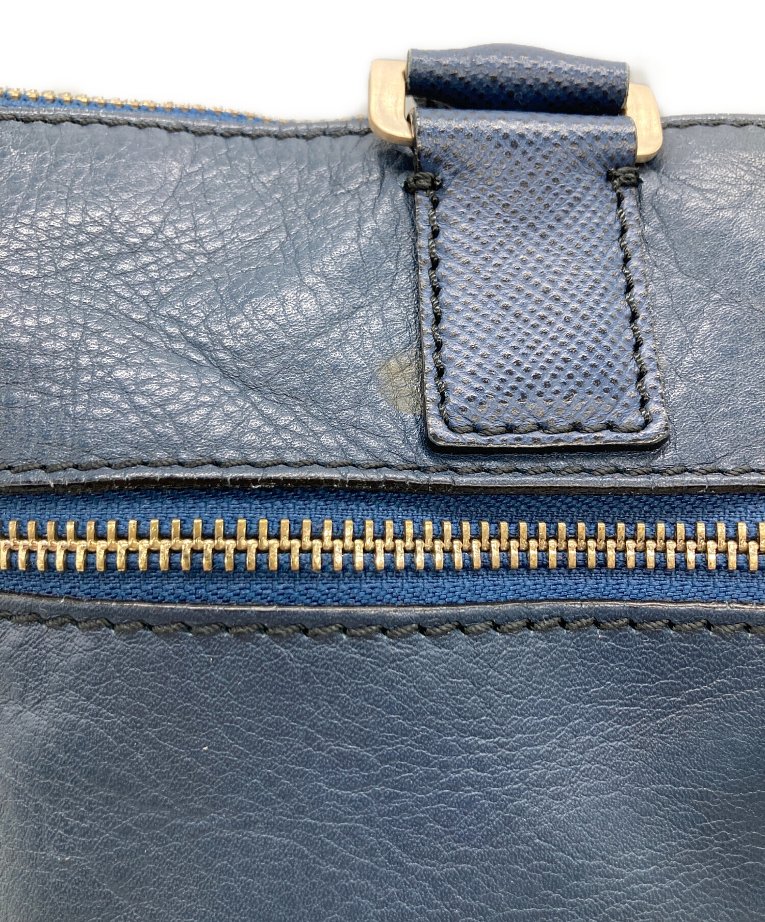 中古・古着通販】PIQUADRO (ピクアドロ) レザーハンドバッグ ネイビー