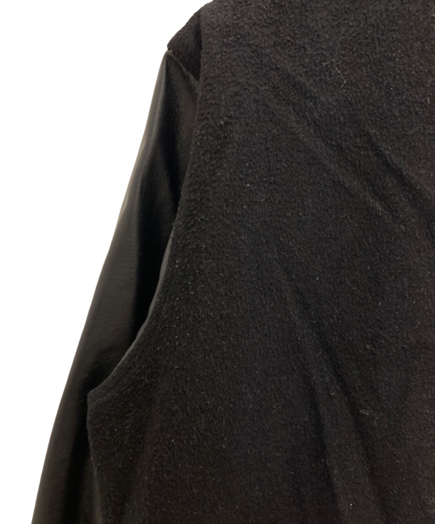 中古・古着通販】yoused (ユーズド) レザー切替スタジャン ブラック