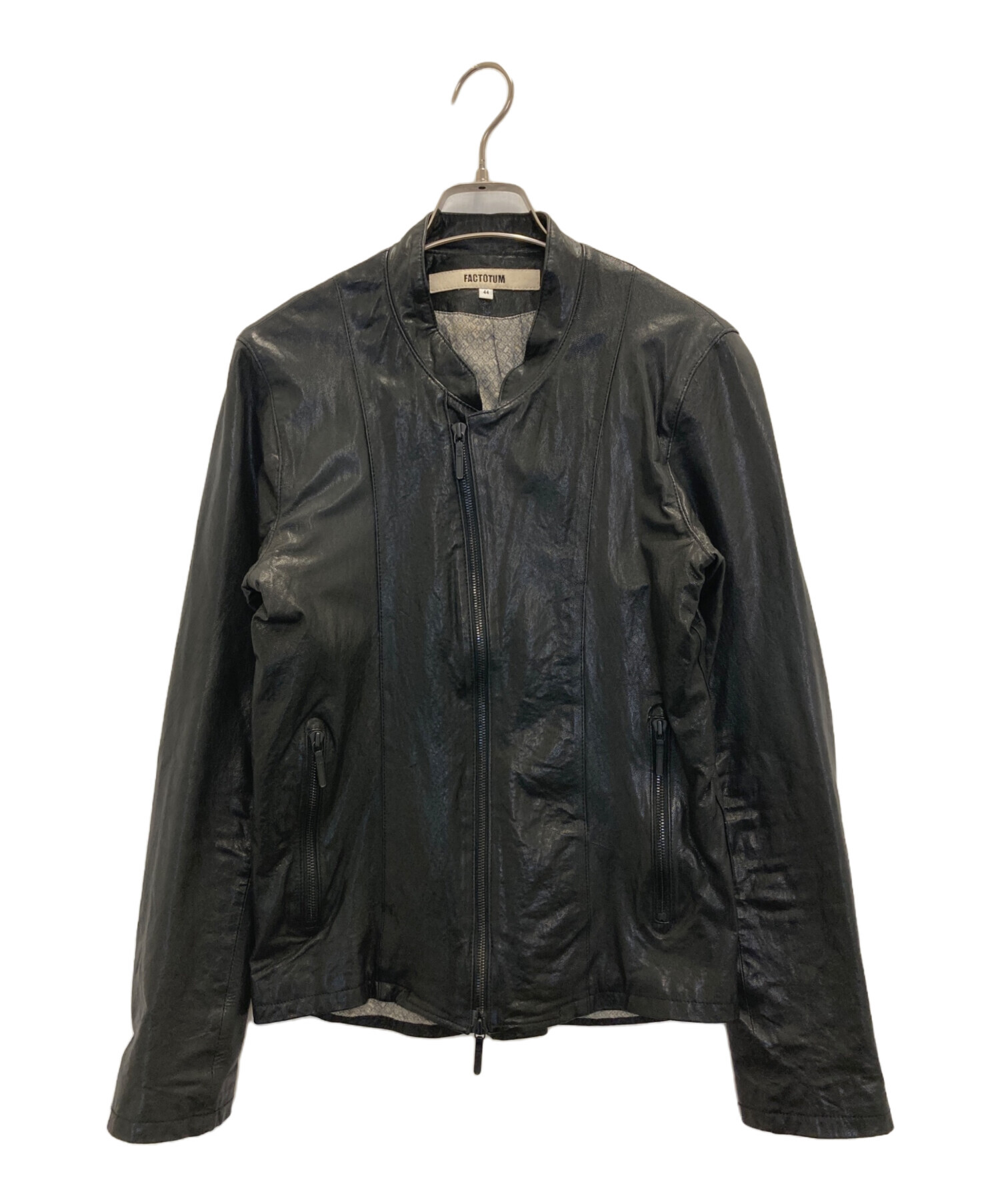 FACTOTUM カウレザーシングルライダースジャケット 46 ブラック FACTOTUM カウレザーシングルライダースジャケット 46 ブラック