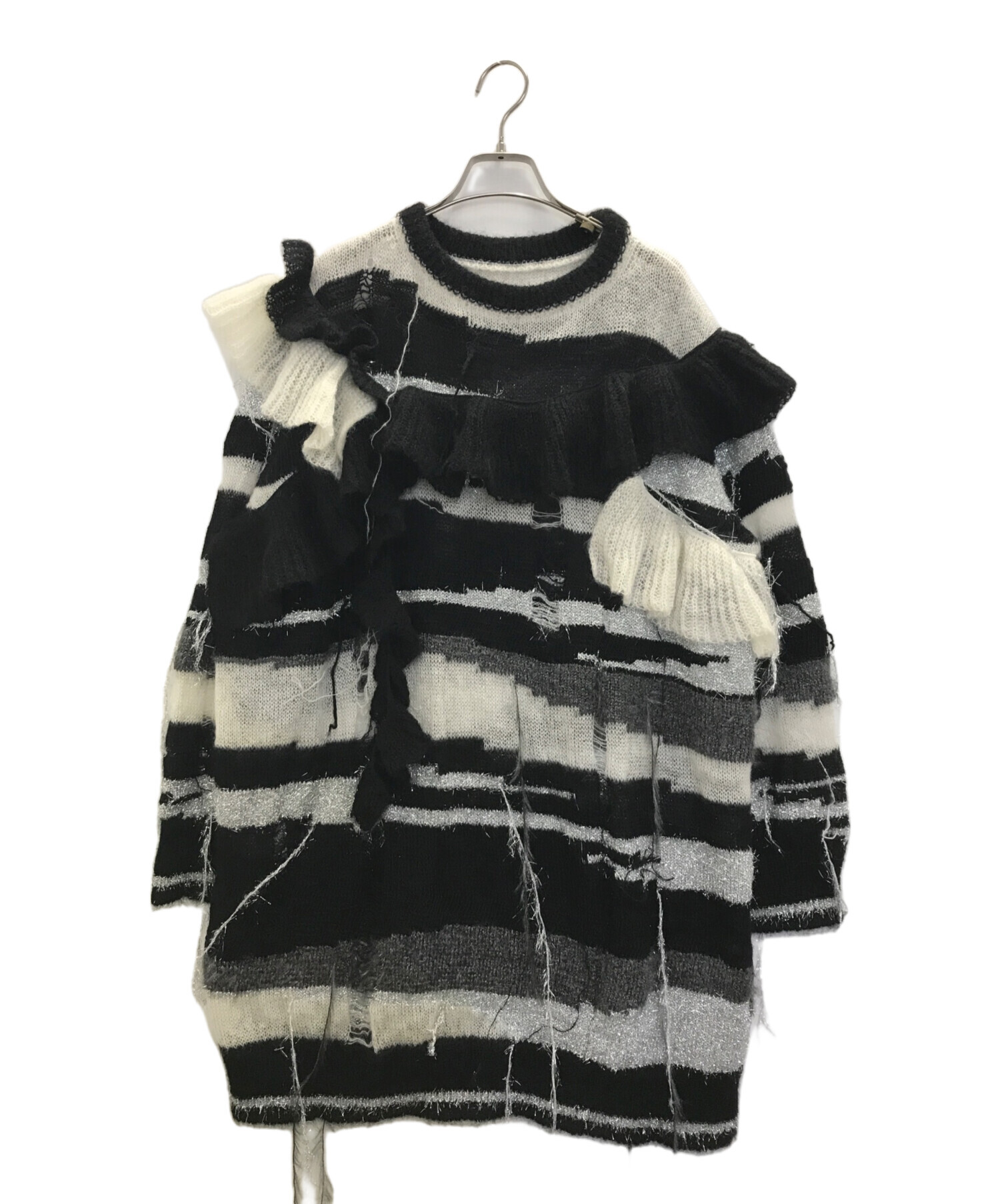 中古・古着通販】rurumu: (ルルムウ) damage mohair knit ブラック 