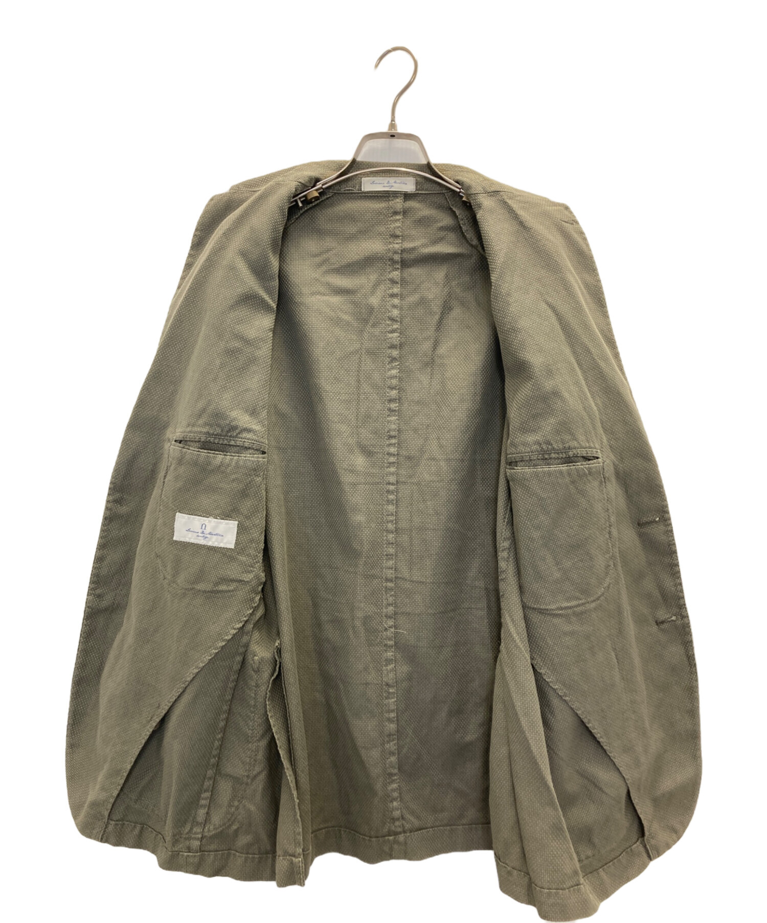 H92*ルチアーノディマルティーナチェック柄テーラードジャケットピンク 紺 Lanificio di Pray社製ウール チェックテーラードジャケット 255