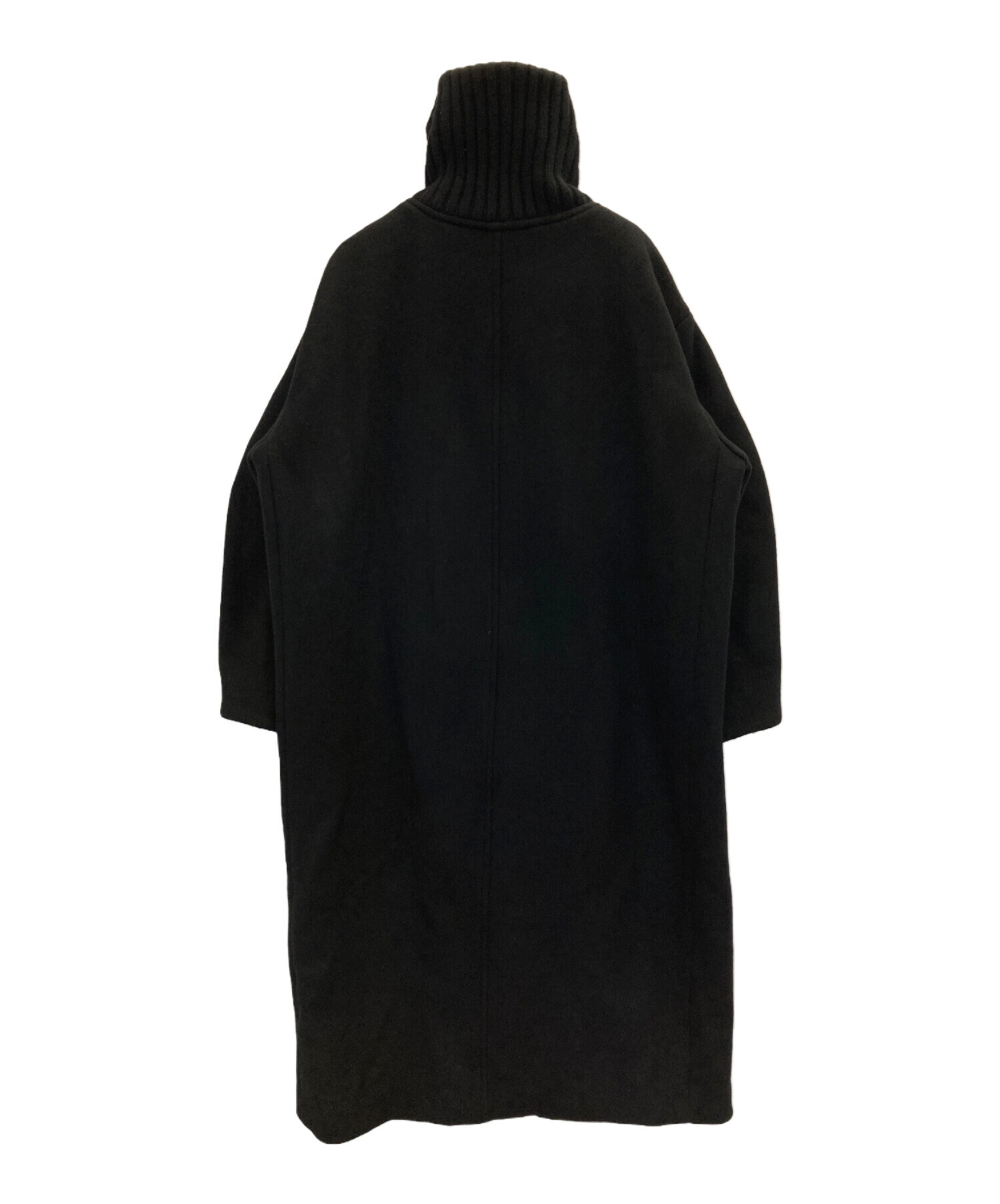 中古・古着通販】CLANE (クラネ) RIB COLLAR WOOL LONG COAT ブラック