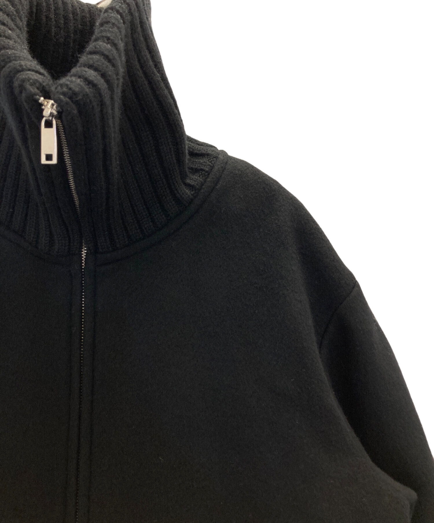 中古・古着通販】CLANE (クラネ) RIB COLLAR WOOL LONG COAT ブラック