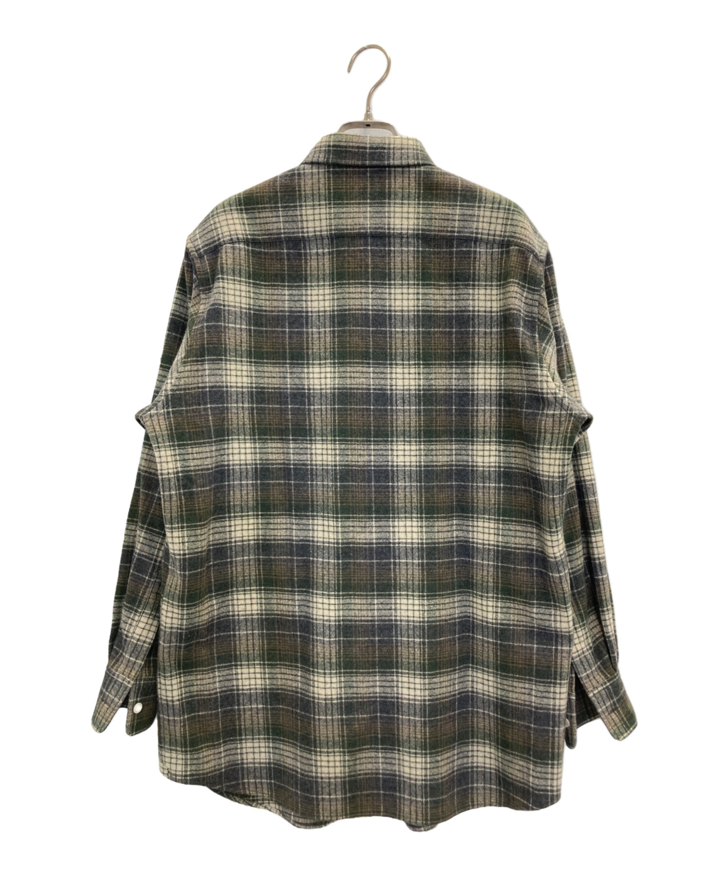 中古・古着通販】CELINE (セリーヌ) ウールチェックシャツ グリーン