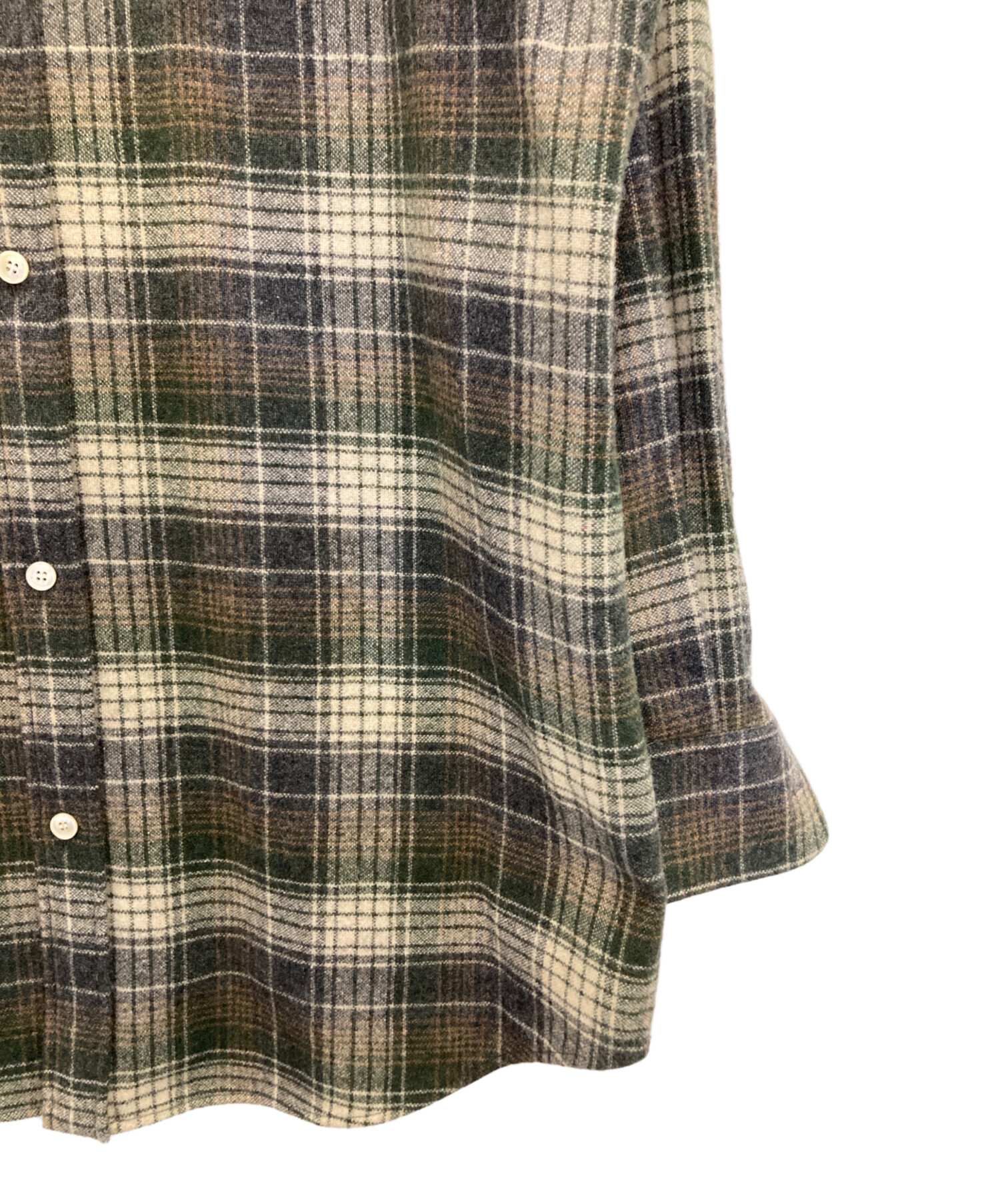 中古・古着通販】CELINE (セリーヌ) ウールチェックシャツ グリーン