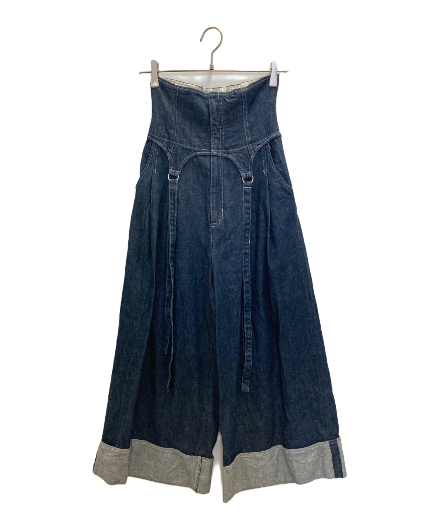 中古・古着通販】rurumu (ルルムウ) corset wide pants ネイビー