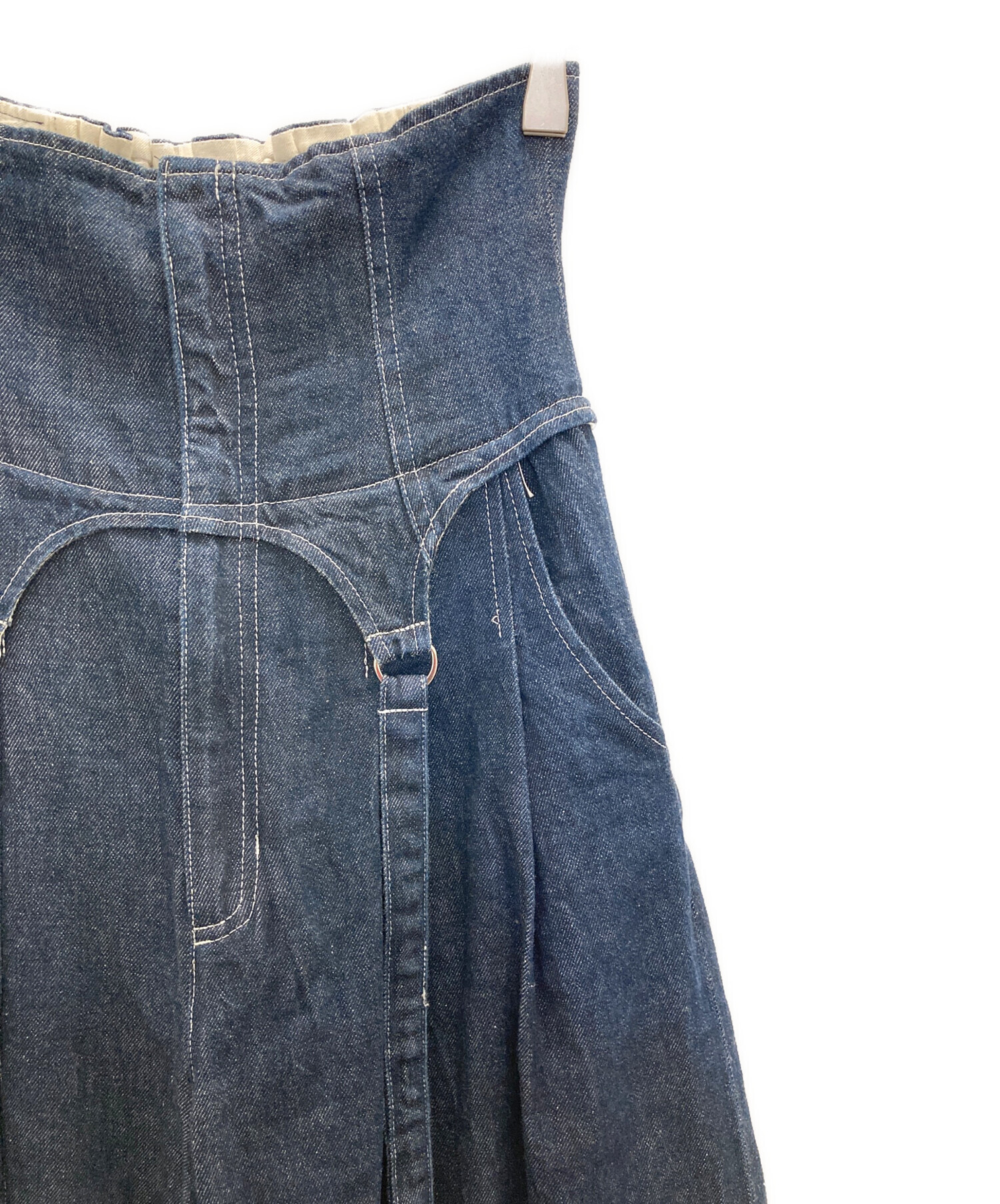 中古・古着通販】rurumu (ルルムウ) corset wide pants ネイビー  