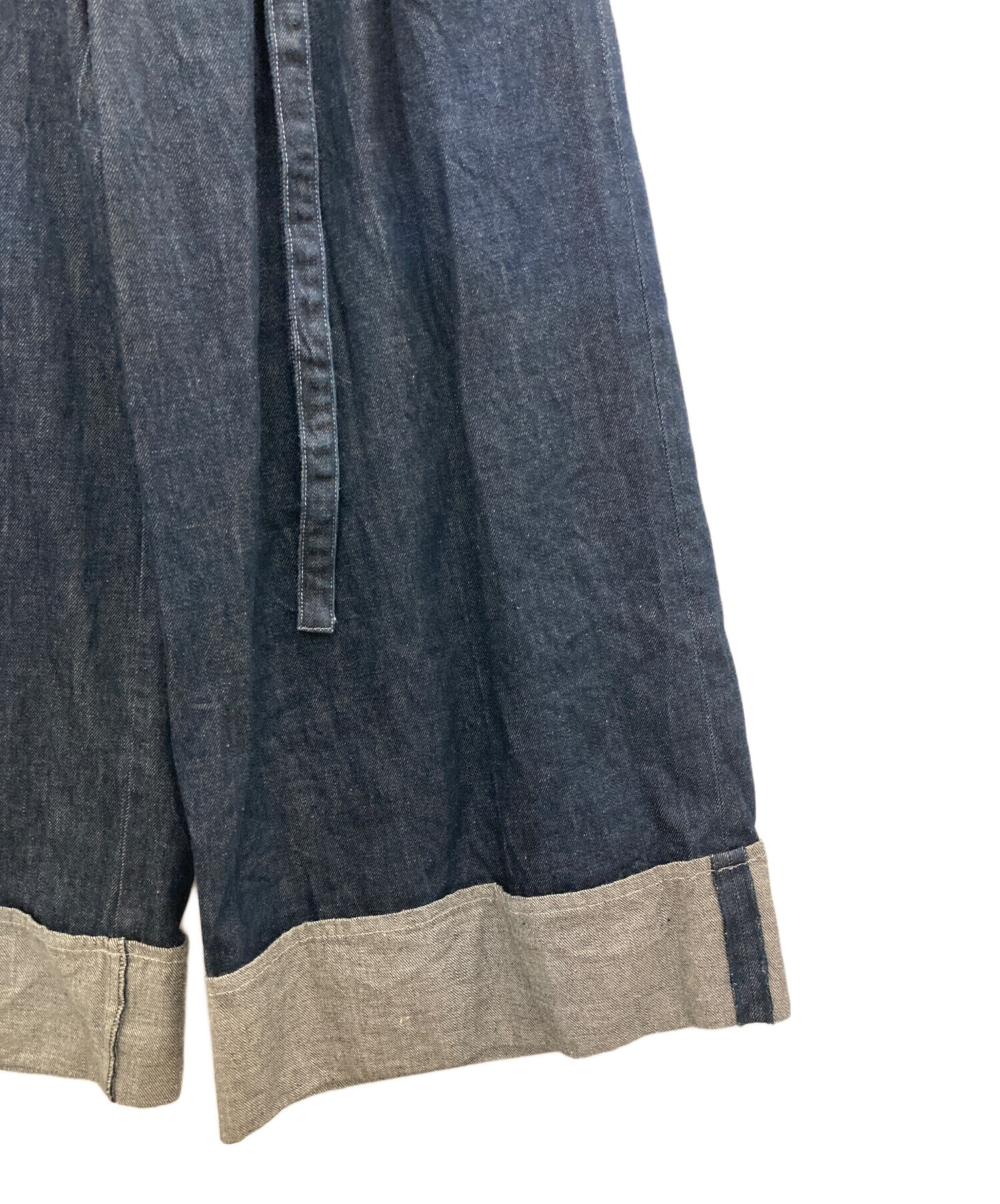 中古・古着通販】rurumu (ルルムウ) corset wide pants ネイビー  