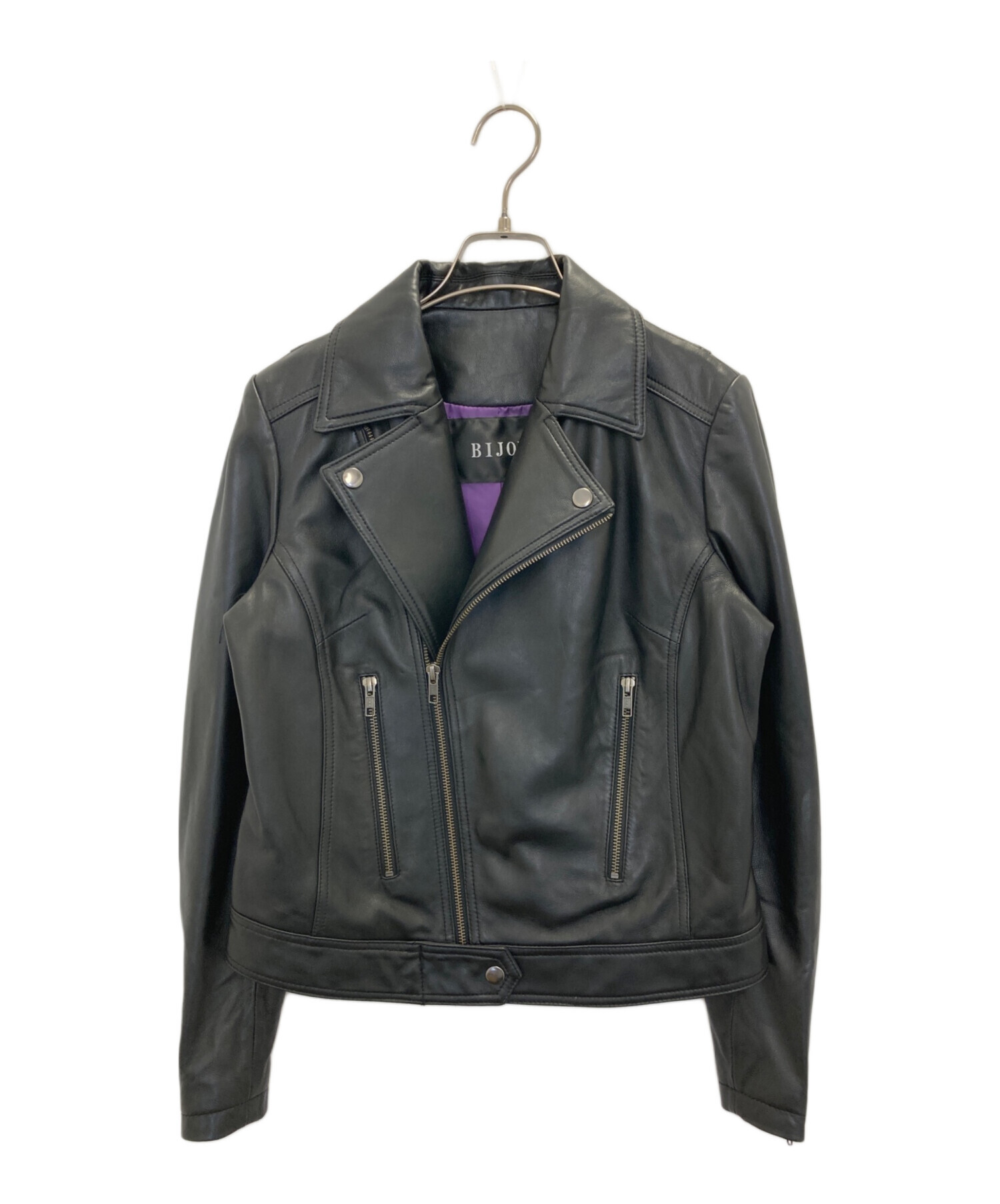 BIJOU ビジュー シングルライダースジャケット SS ラムレザー　本革 中古・古着通販】Bijou (ビジュー) ラムレザーダブルライダース