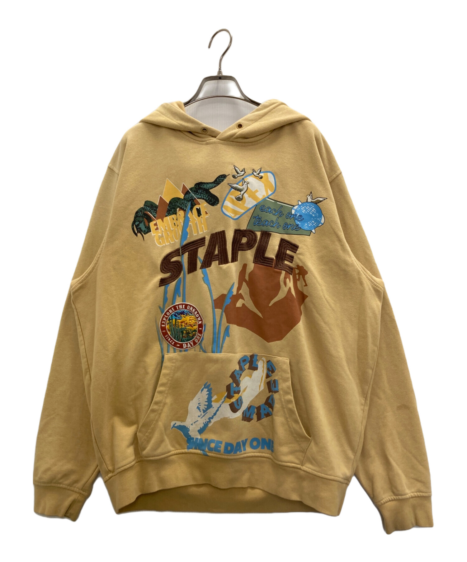 中古・古着通販】staple (ステイプル) プルオーバーパーカー イエロー