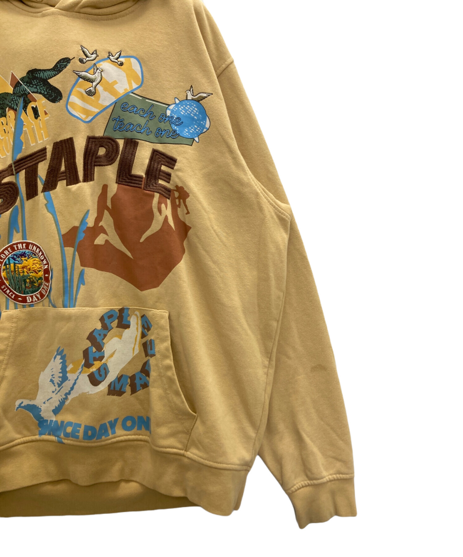 中古・古着通販】staple (ステイプル) プルオーバーパーカー イエロー 