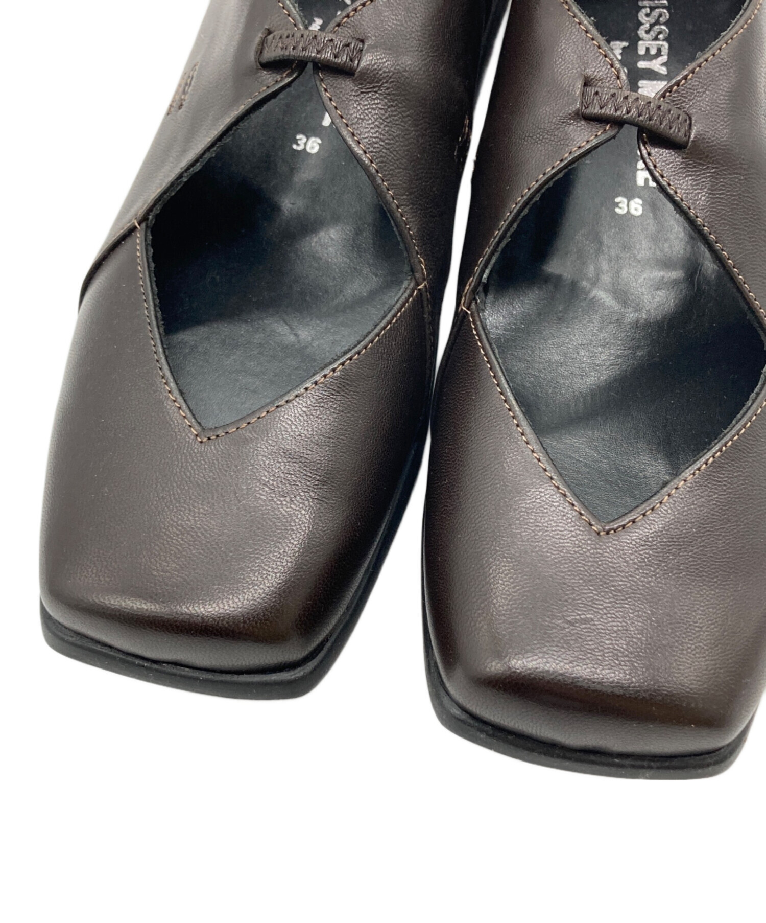 segamisaki★レペット37 ISSEY MIYAKE repetto Leather Ballerina Shoes Black 37 (K-61406)