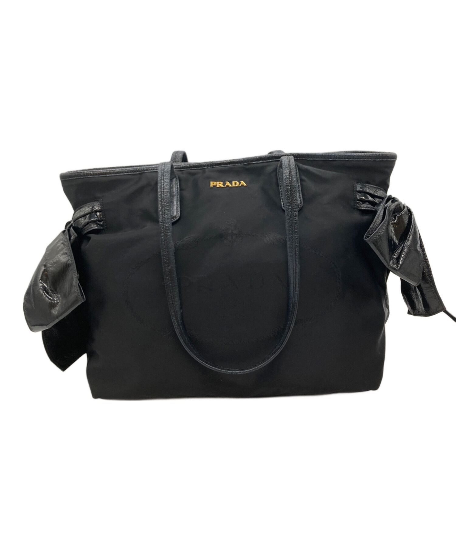 中古・古着通販】PRADA (プラダ) エナメルサイドリボンハンドバッグ 
