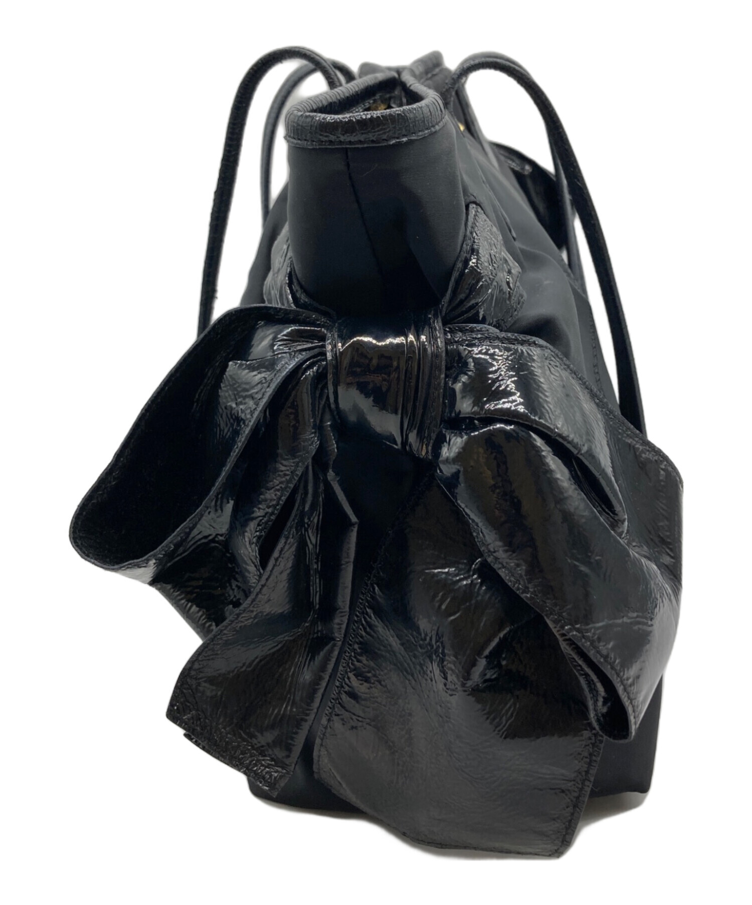 中古・古着通販】PRADA (プラダ) エナメルサイドリボンハンドバッグ 