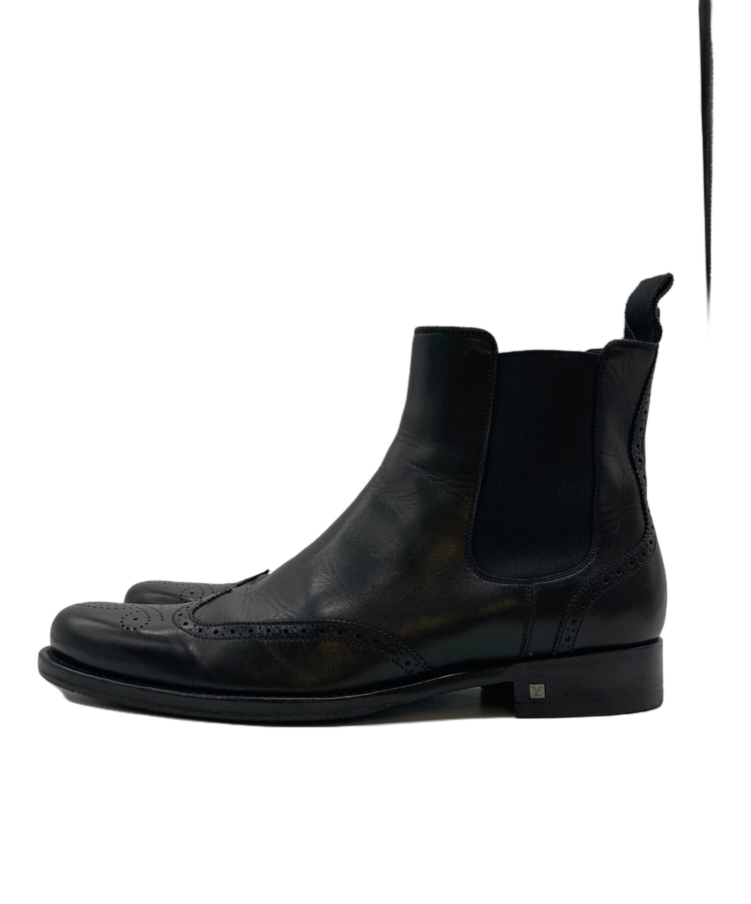 LOUIS VUITTON サイドゴアブーツ ブラック 中古・古着通販】LOUIS VUITTON (ルイ ヴィトン) サイドゴアブーツ