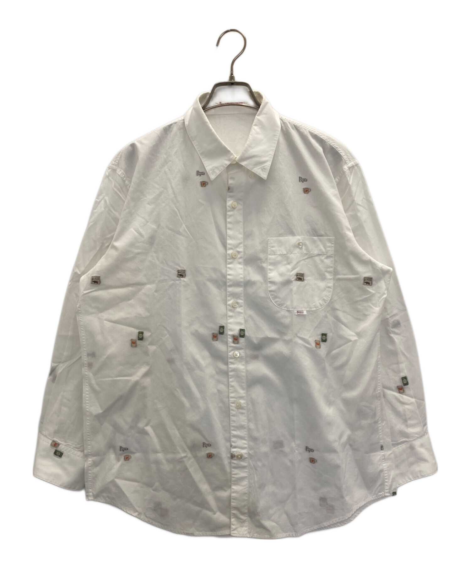 中古・古着通販】PAPAS (パパス) 刺繍B.D.シャツ ホワイト サイズ:Ⅼ
