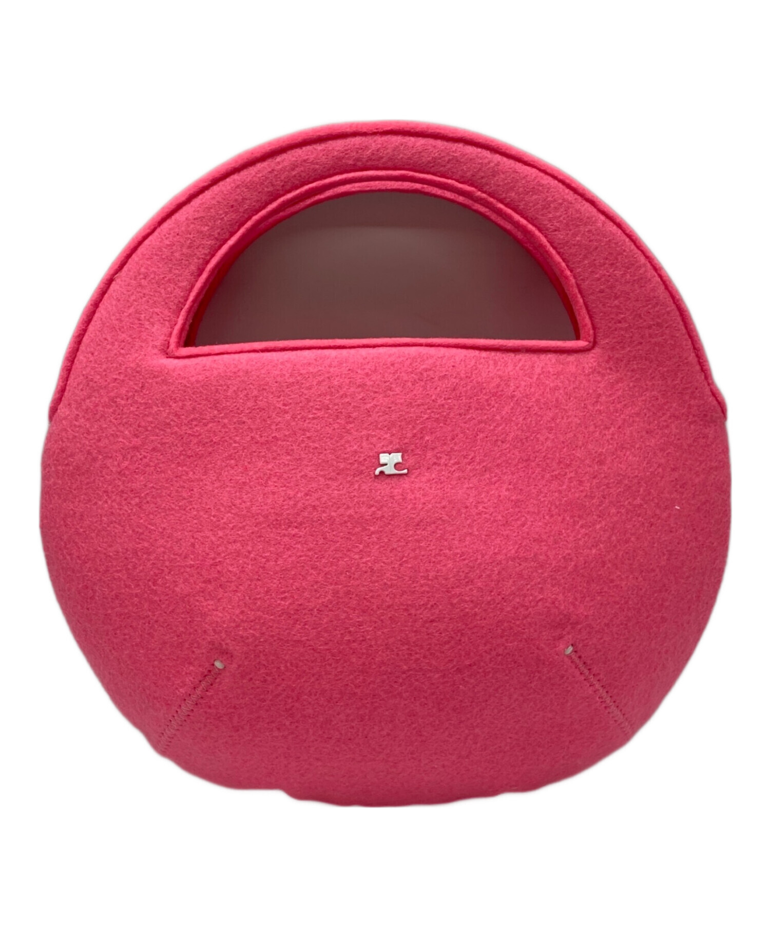 中古・古着通販】courreges (クレージュ) フェルトハンドバッグ ピンク 