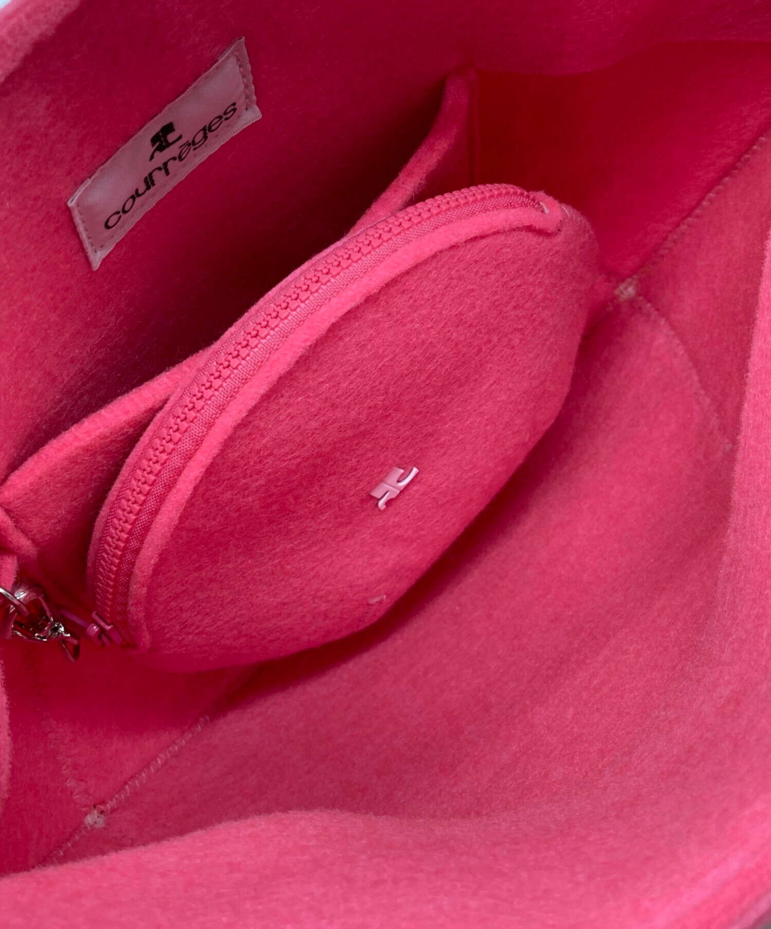 中古・古着通販】courreges (クレージュ) フェルトハンドバッグ ピンク 