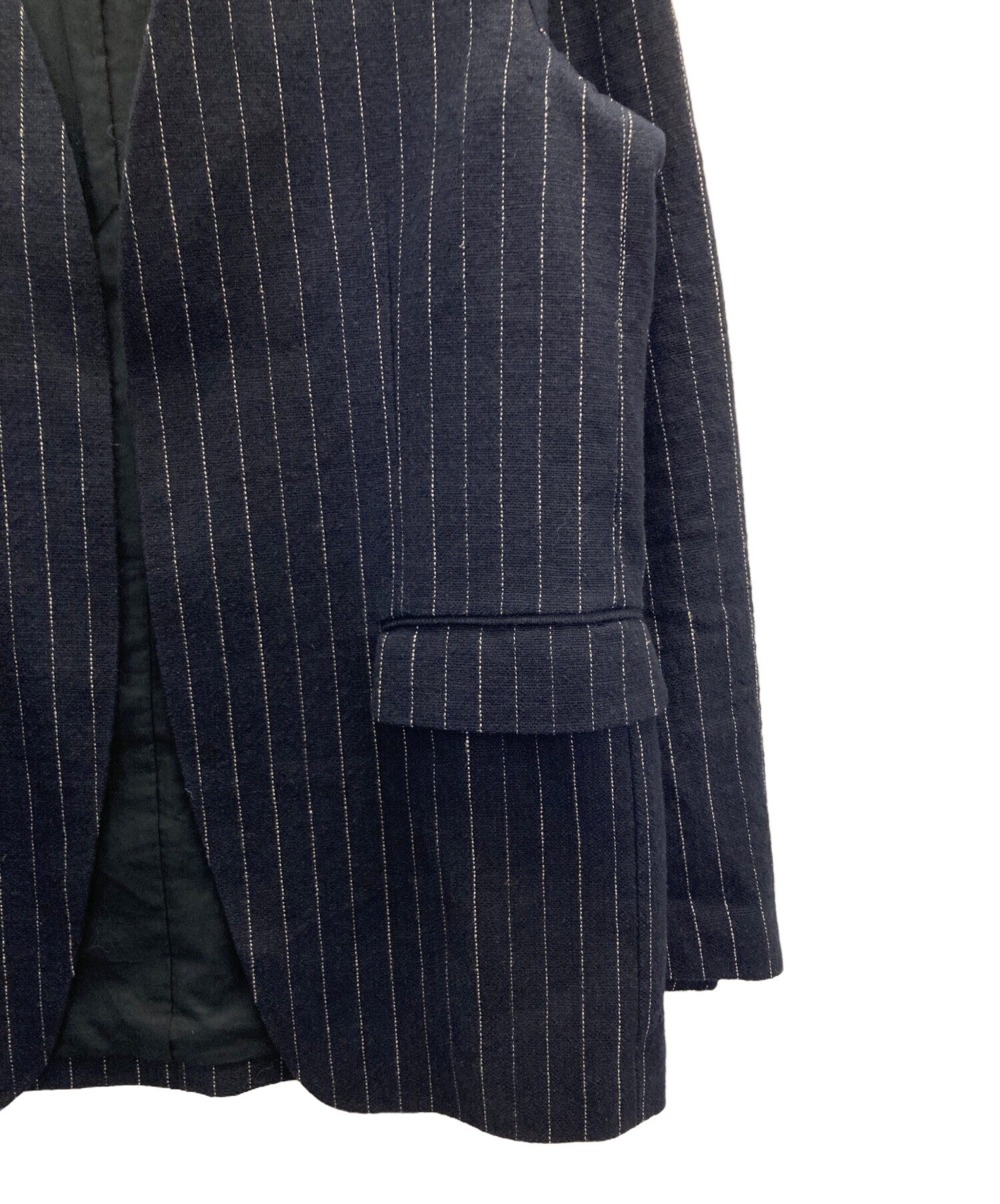 plage プラージュ　ストライプ ノーカラージャケット ネイビー plage プラージュ ストライプ ノーカラージャケット ネイビー plage