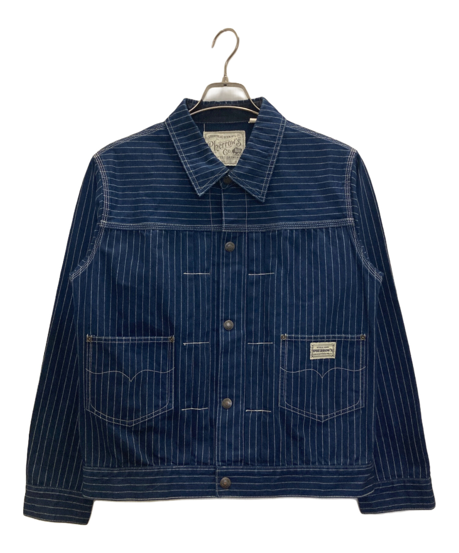 Pherrow's（フェローズ） ストライプデニムジャケット ネイビー 中古・古着通販】PHERROW'S (フェローズ) ウォバッシュストライプ