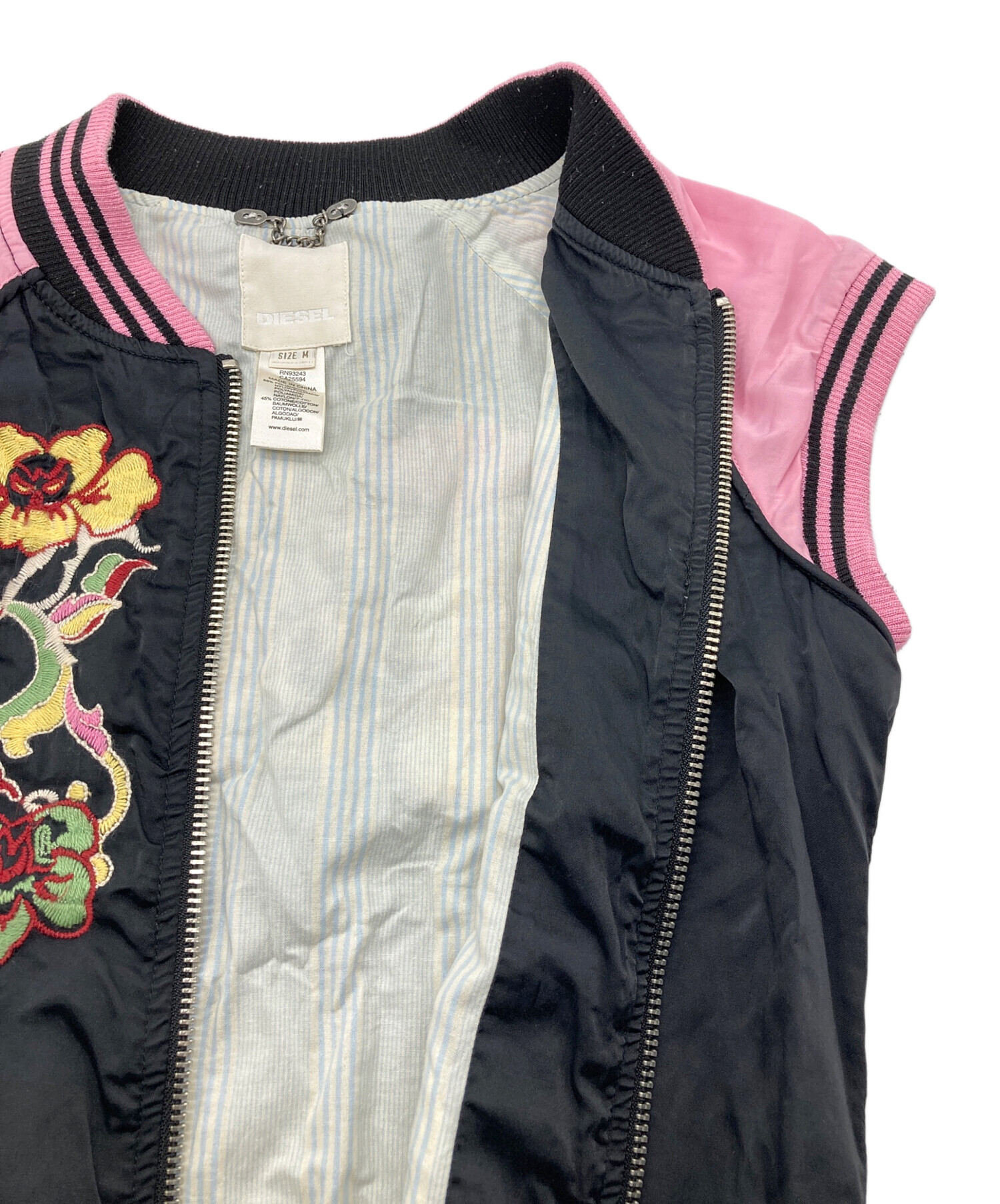 中古・古着通販】DIESEL (ディーゼル) N/Sスカジャン ブラック×ピンク 