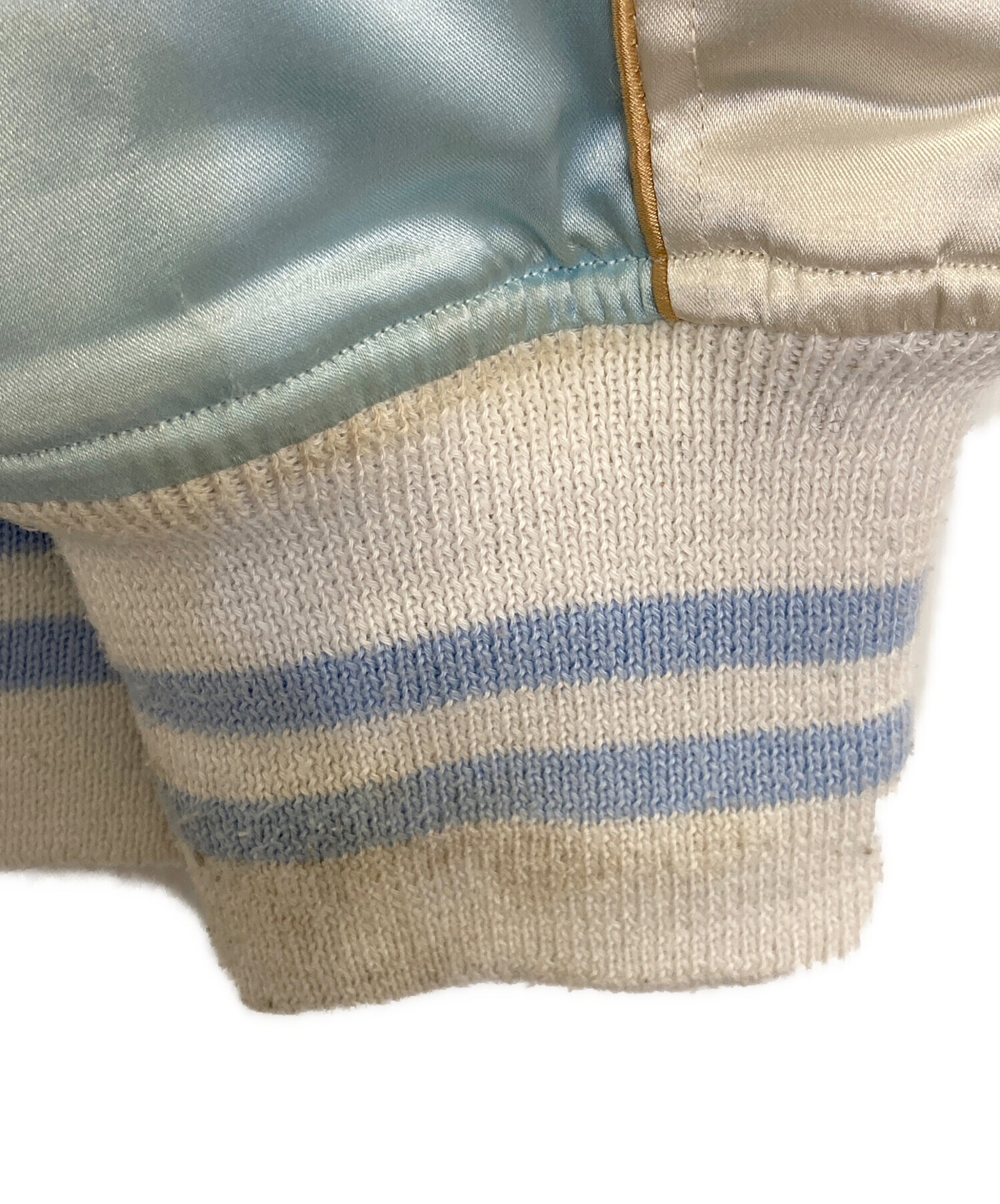 中古・古着通販】EVISU (エヴィス) 鶴刺繍ホワイトスカジャン ブルー