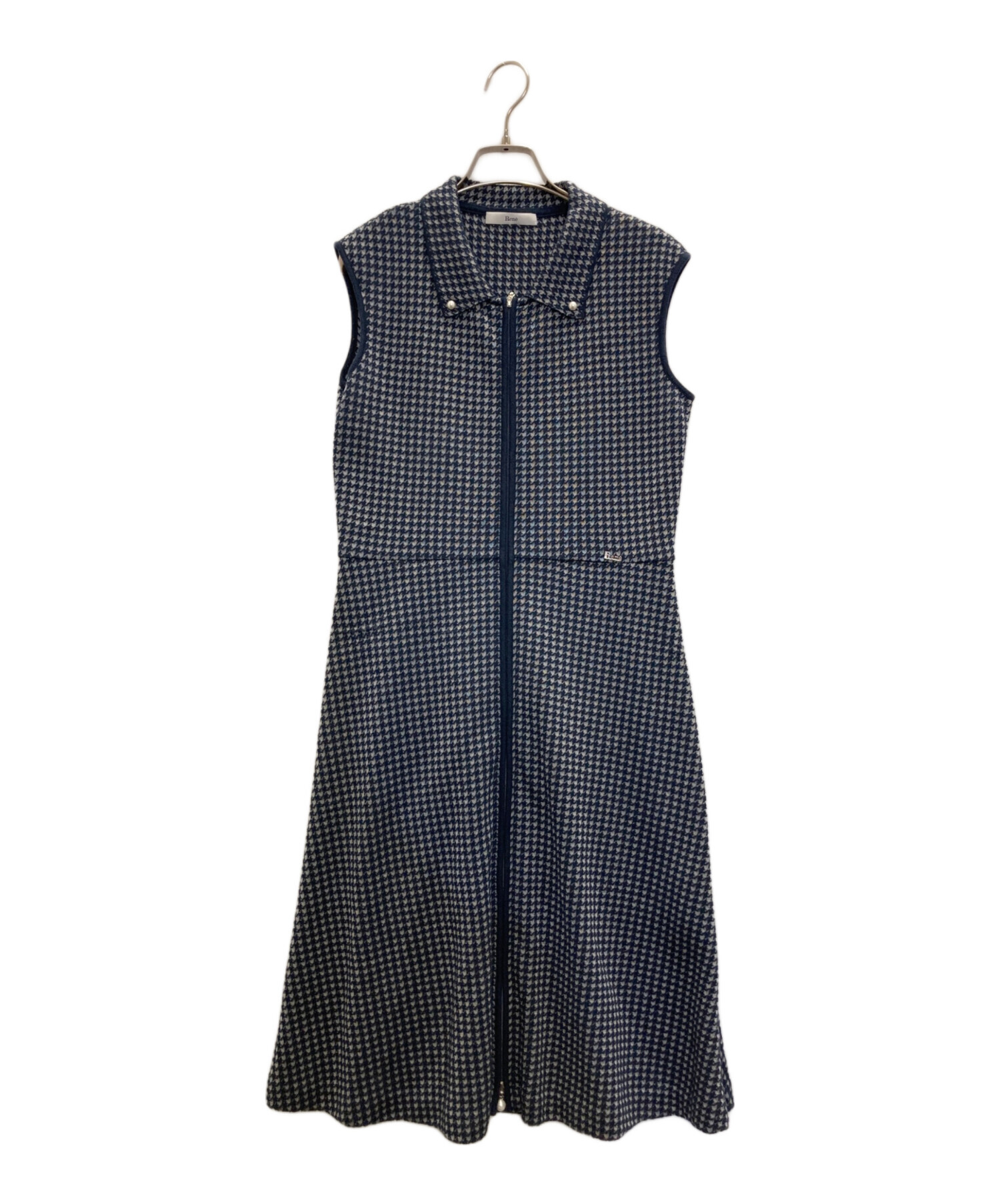 中古・古着通販】Rene (ルネ) ジャガードN/Sニットワンピース ネイビー 