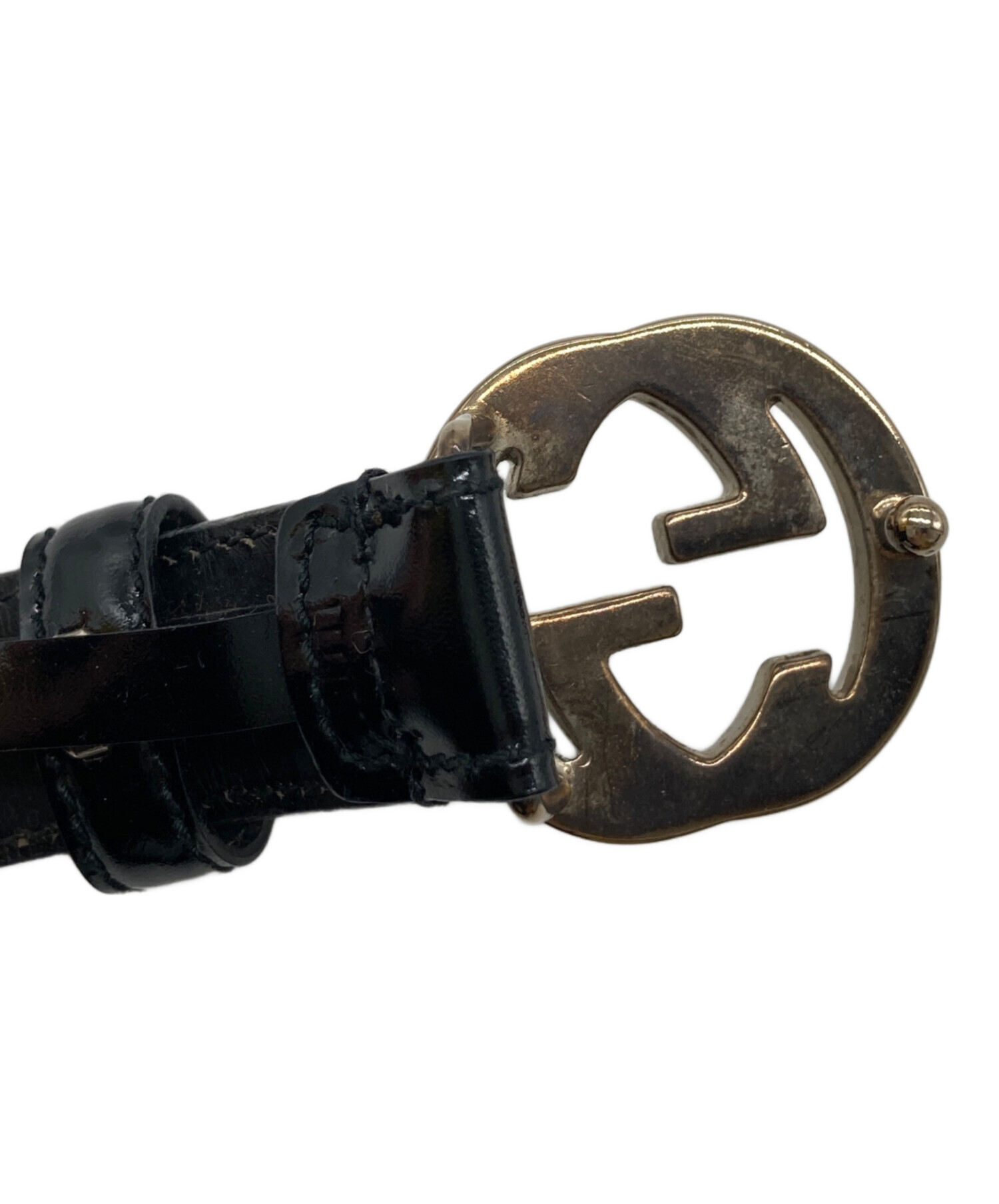 GUCCI 腕時計 インターロッキング ブラック ダイアル レザー ベルト 中古・古着通販】GUCCI (グッチ) インターロッキングレザー