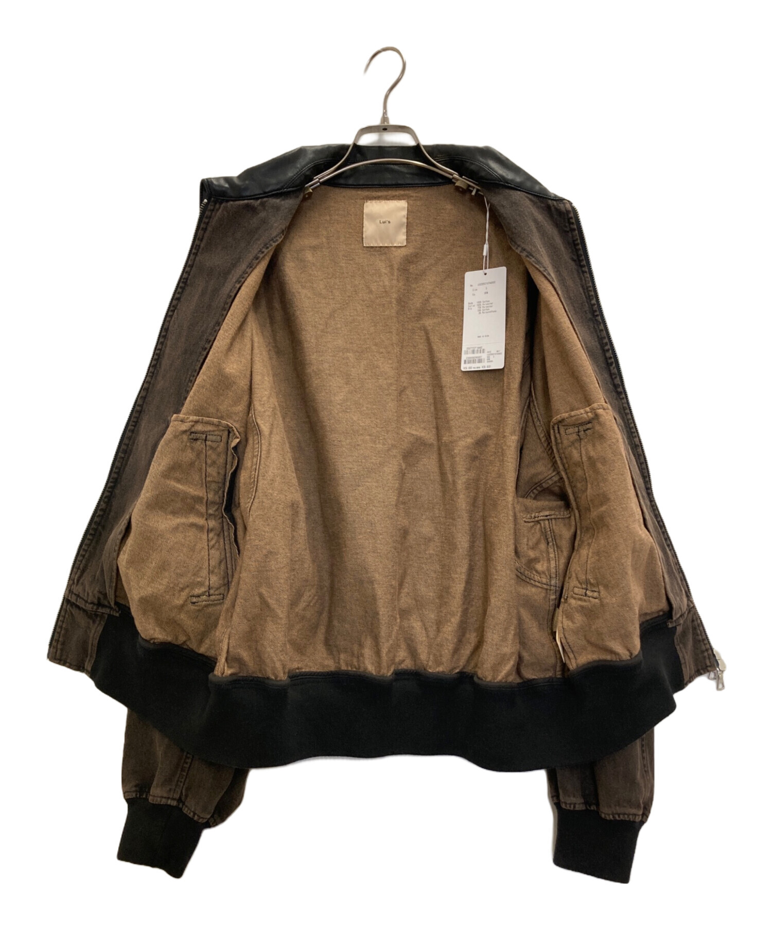 中古・古着通販】Lui's (ルイス) レザーカラーデニムボンバー