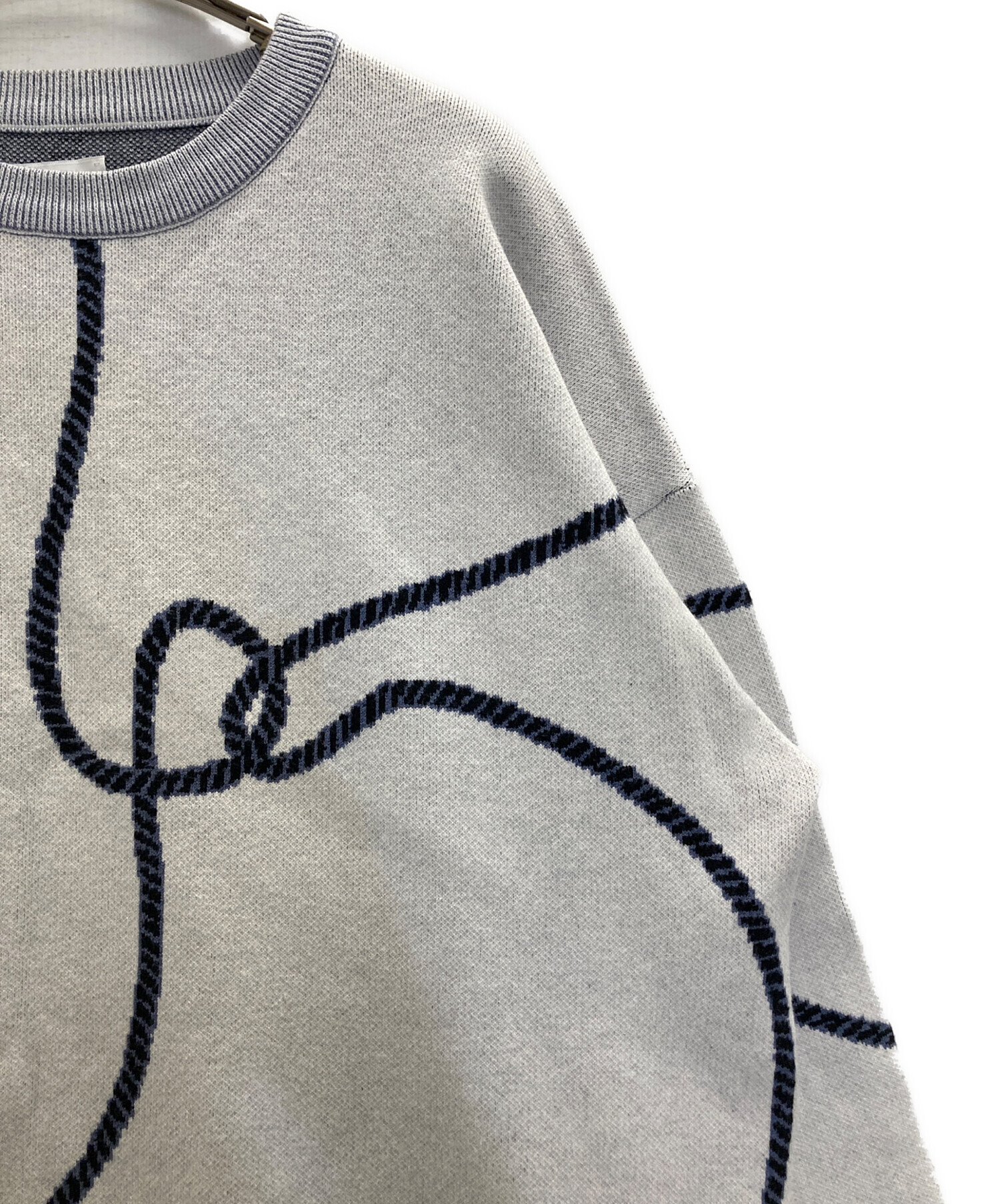 中古・古着通販】Lui's (ルイス) ロープ柄ニット グレー サイズ:Ⅿ