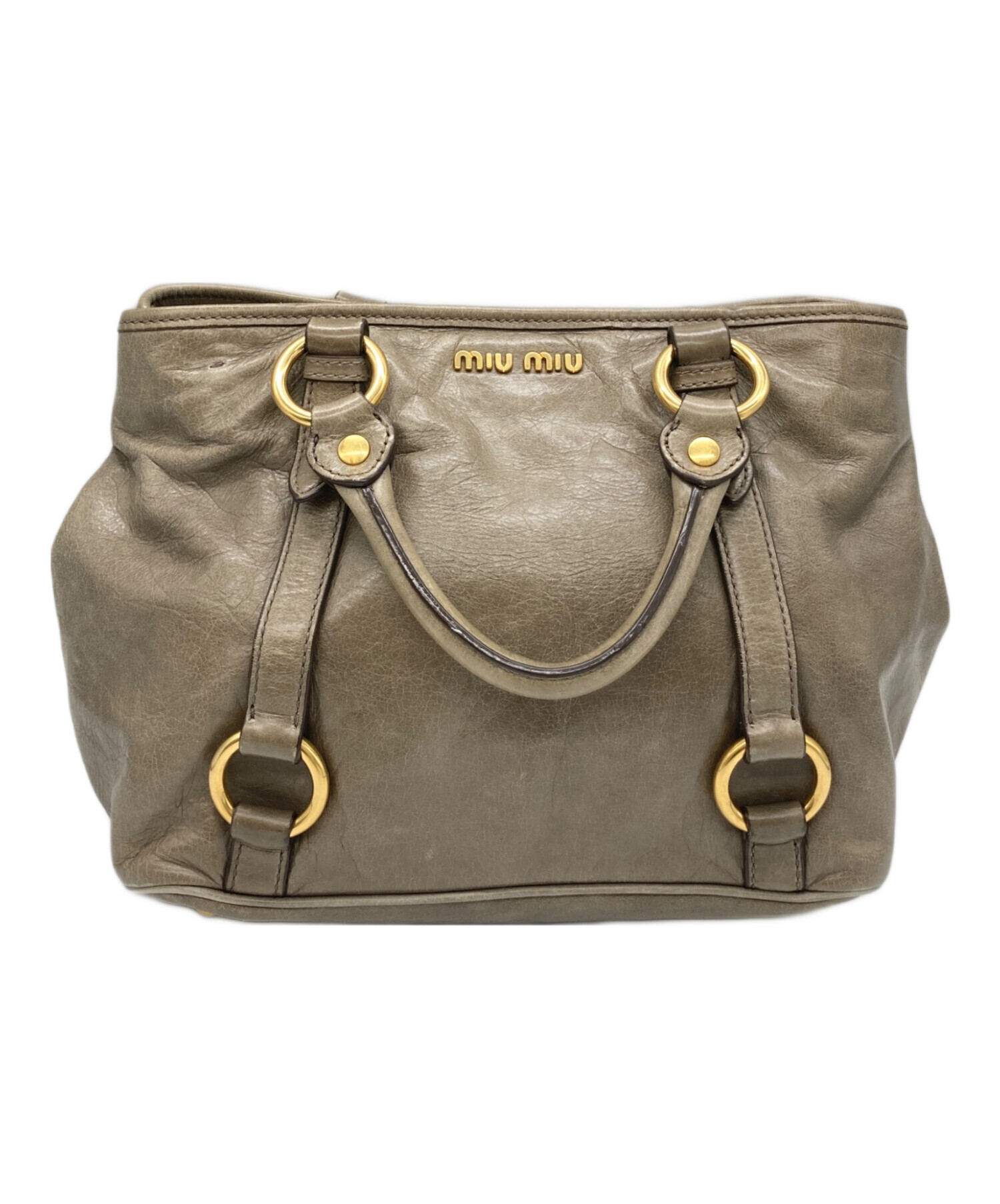 MIU MIU　ラージ　レザー　ヴィンテージ　2WAY　ショルダー　バッグ 中古・古着通販】MIU MIU (ミュウミュウ) 2WAYレザーショルダーバッグ